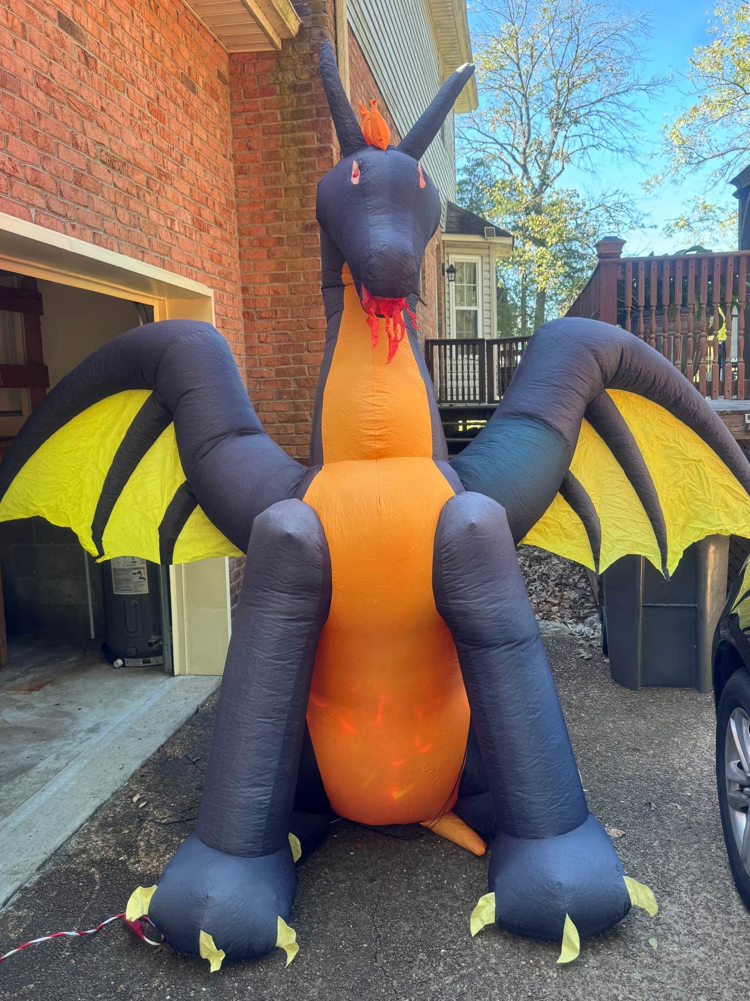 9 foot air blown fire and ice dragon Halloween decoration /inflatable