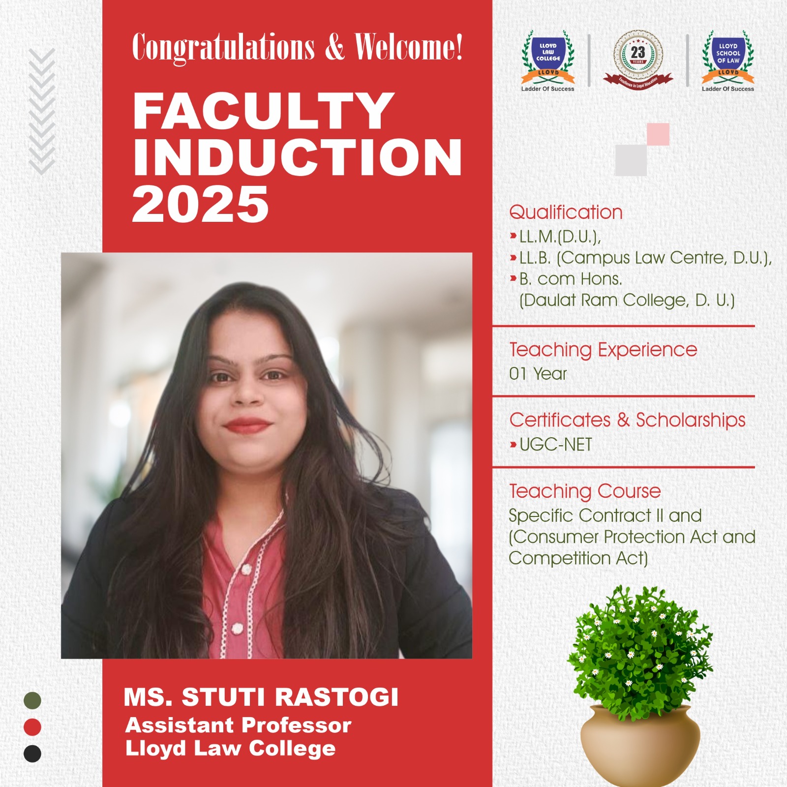 LLOYD - Faculty Induction 2025! Lloyd Law College & Lloyd School of Law ...