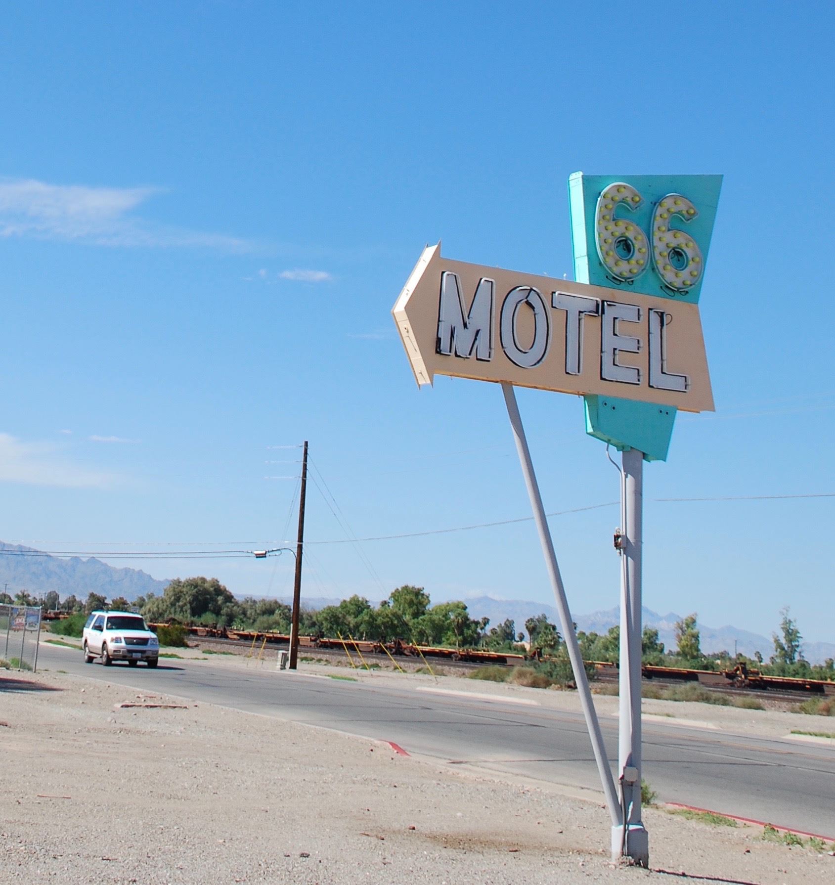 The 66 Motel Sign on Route 66 in Needles California