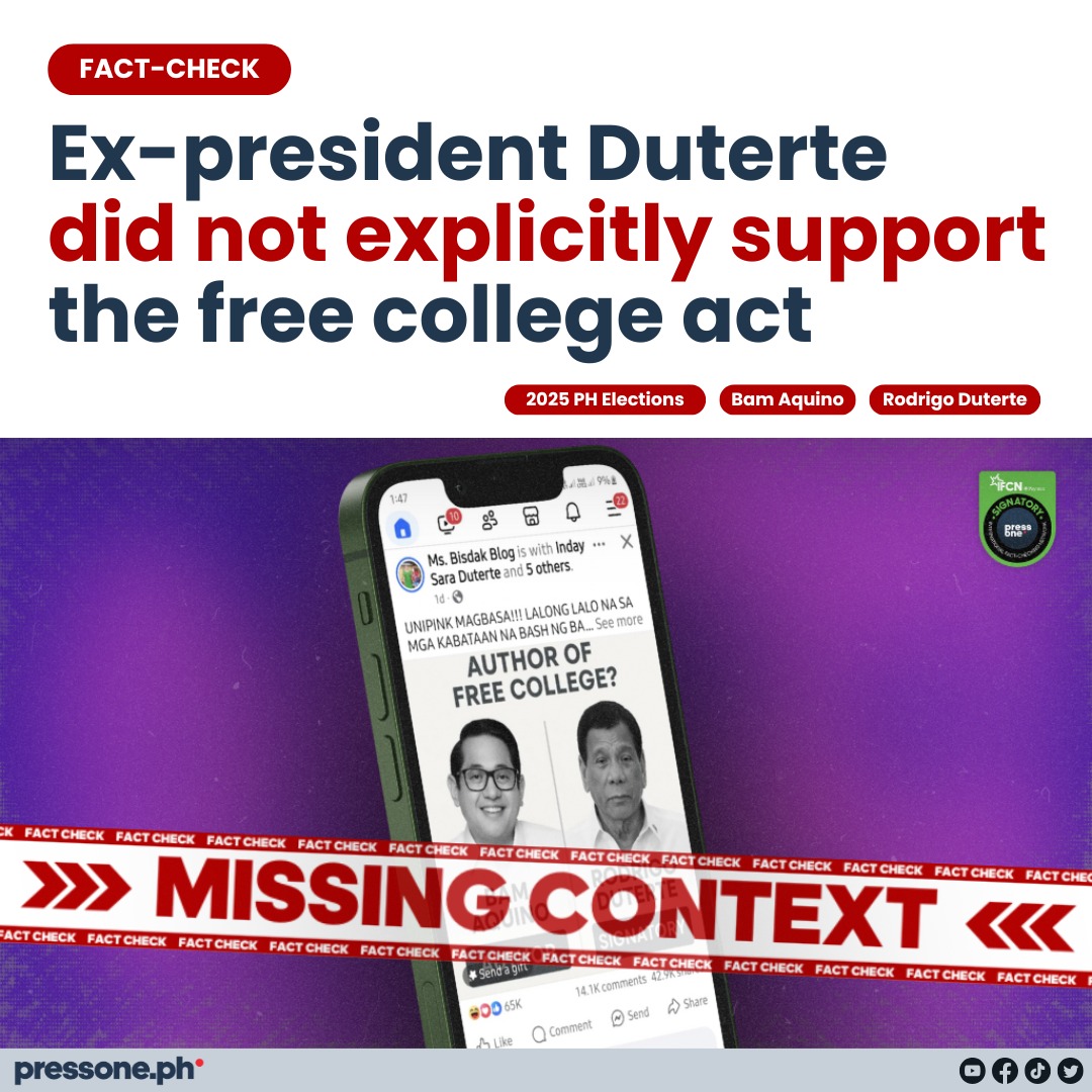 PressOne.PH - #FactCheck: Viral posts crediting... | Facebook