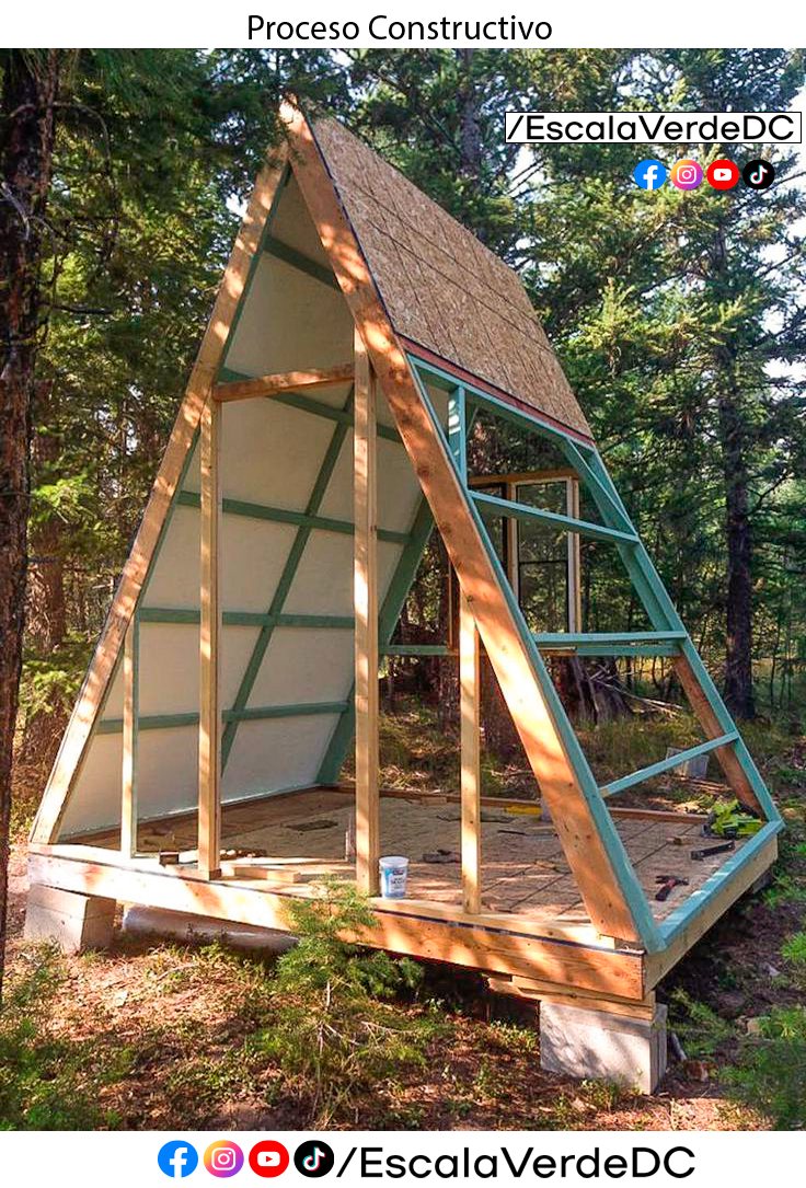 EscalaVerde - 🌿🍀 Proceso constructivo de mini cabaña alpina 😎👍 #frame # ...