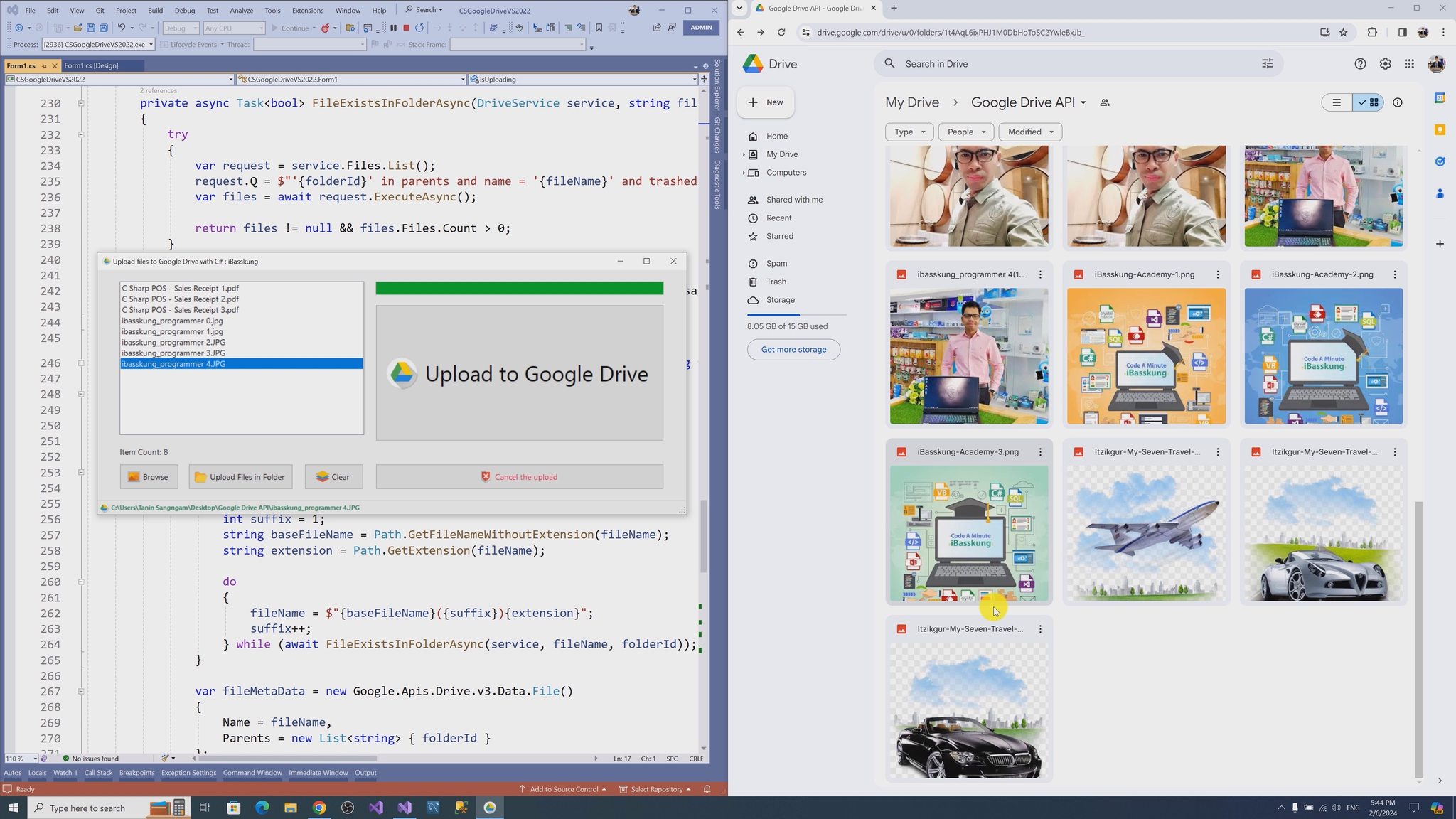 Code - 👇 (คลิปในคอมเมนต์) อัปโหลดไฟล์ไปยัง Google Drive แบบอะซิงโครนัส ...