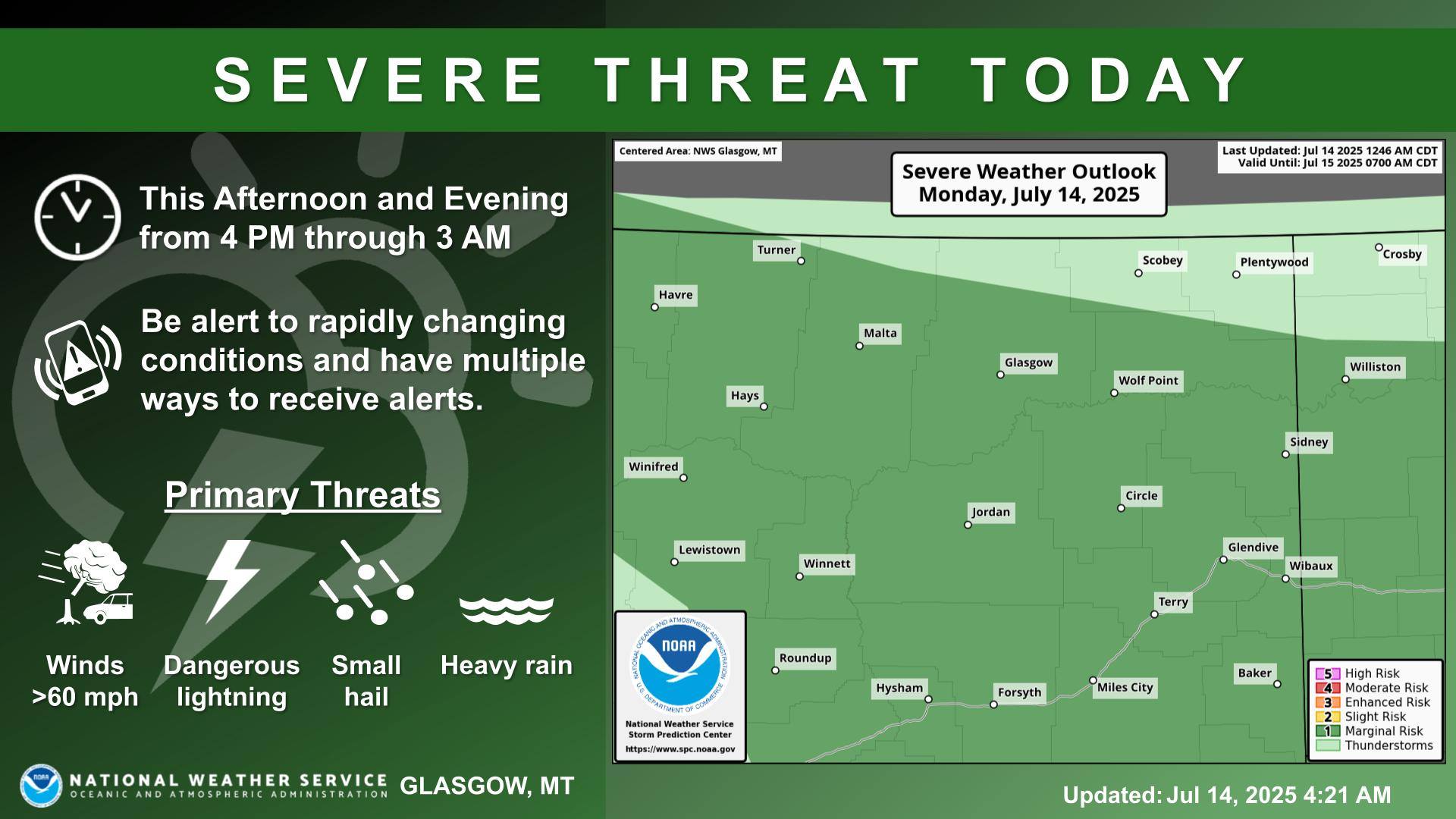 US - There is a chance of strong to severe thunderstorms today ...