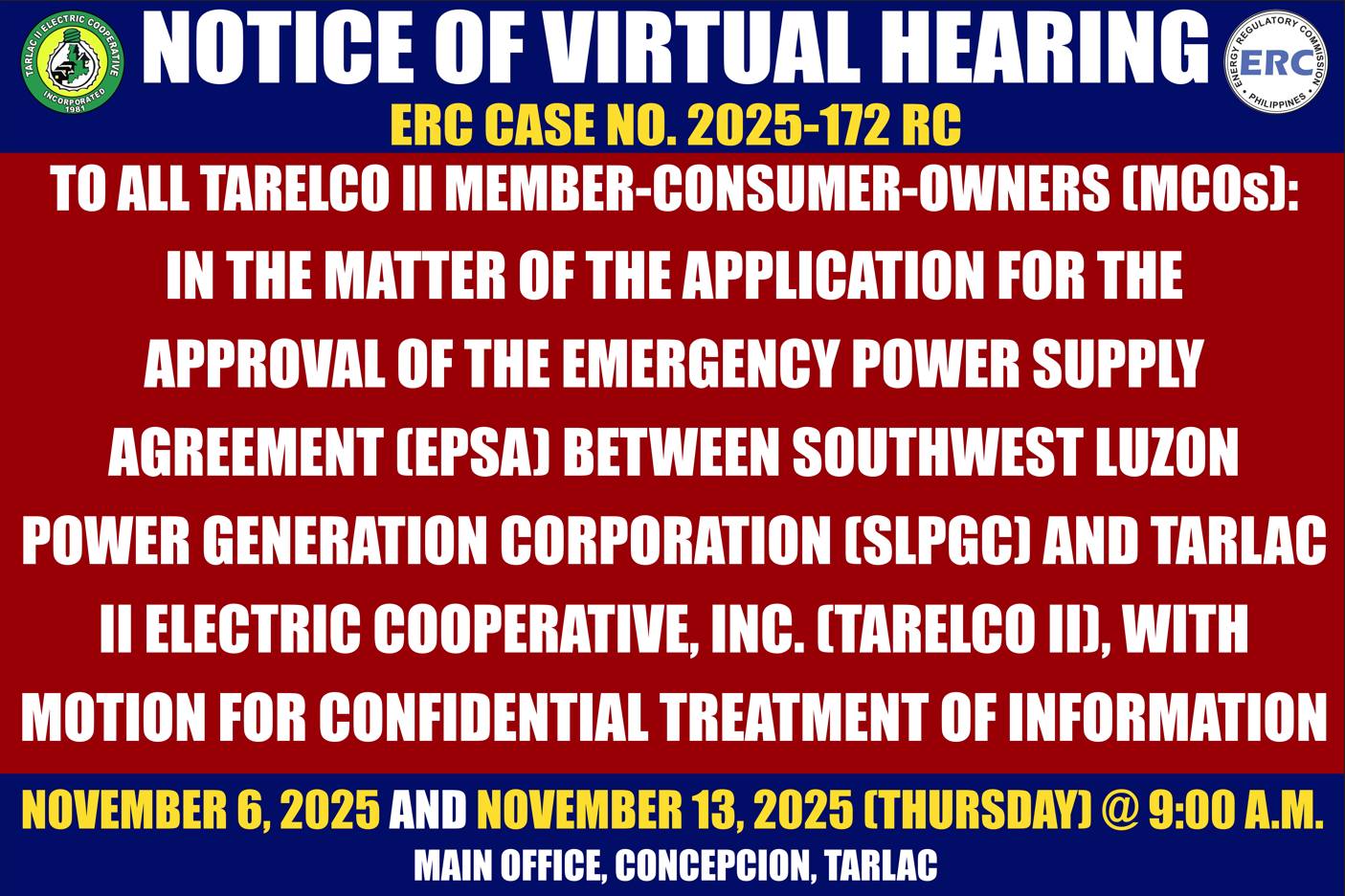 NOTICE... - Tarelco II- Tarlac II Electric Cooperative, Inc. | Facebook