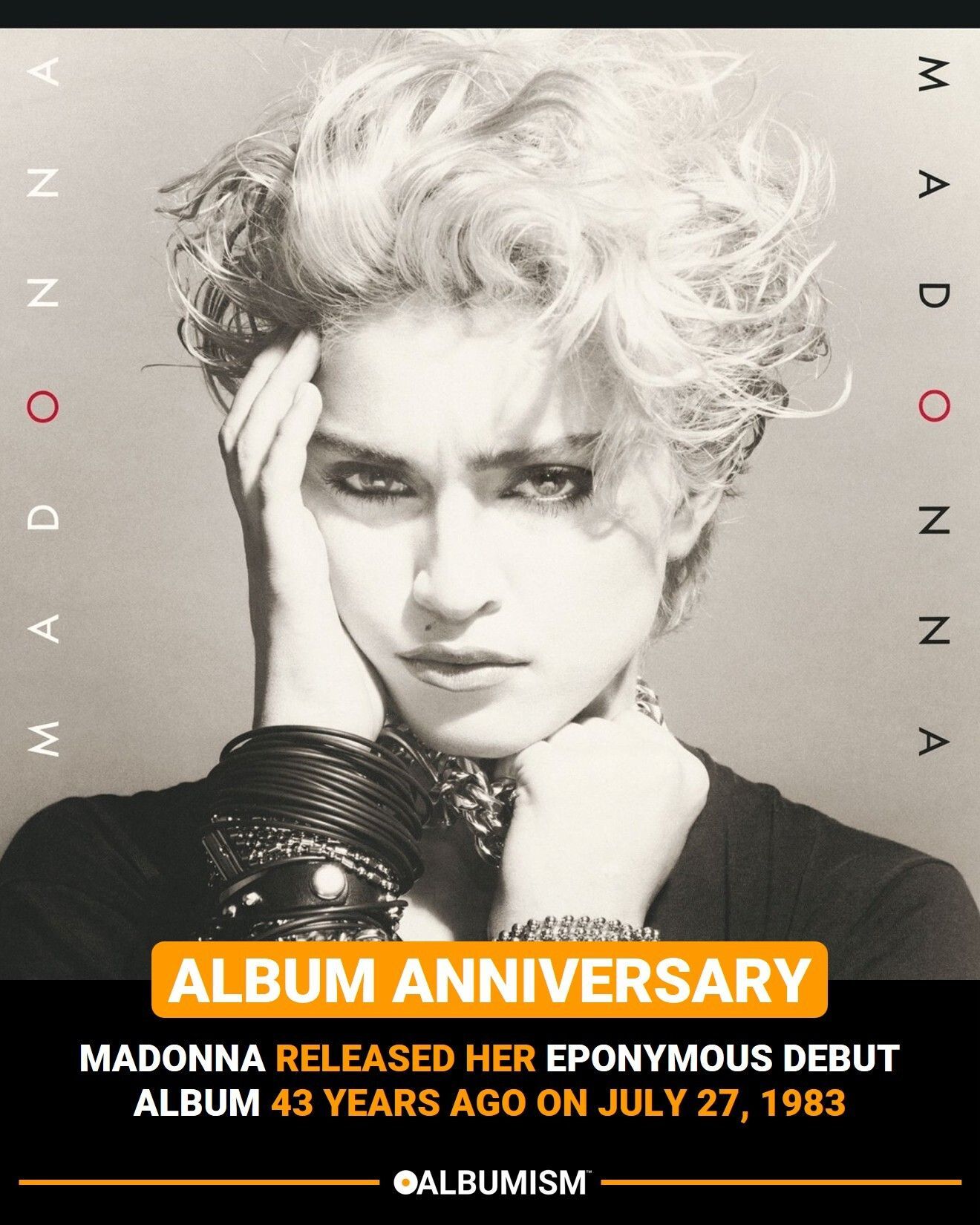 43 years ago today, Madonna released her debut album, 'madonna