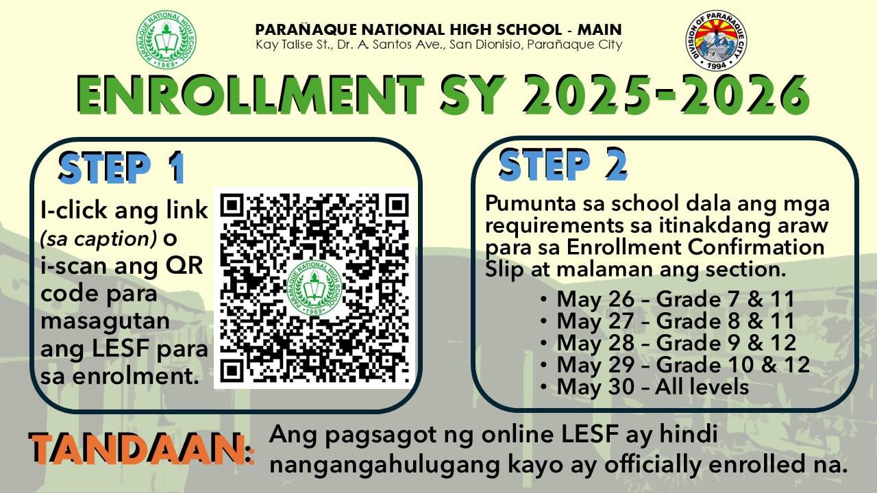 Parañaque - ENROLLMENT SY 2025-2026 May 26-30, 2025 Paraan ng ...