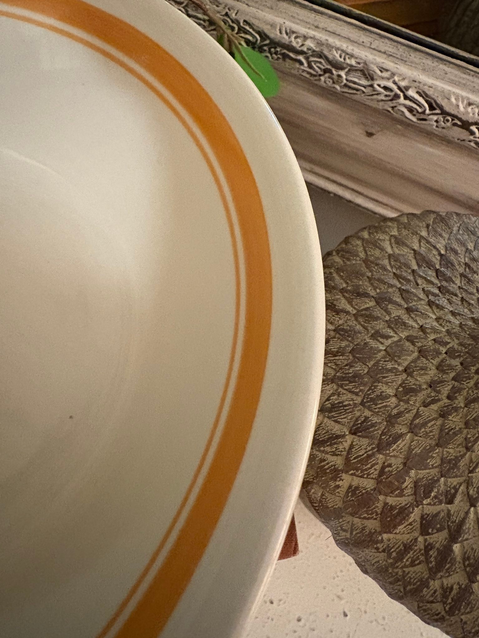 🍁 Vintage McCrory Stores 9” Pumpkin Color Striped Serving Bowl  display picture 1