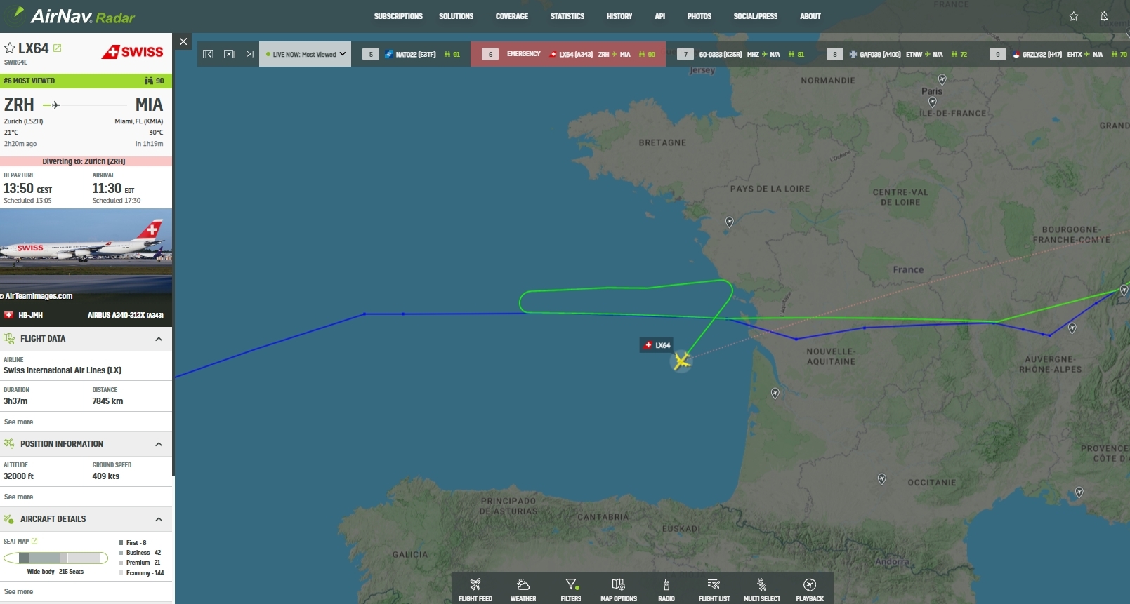 AviationSource - In the last few moments, SWISS flight LX64 bound for ...