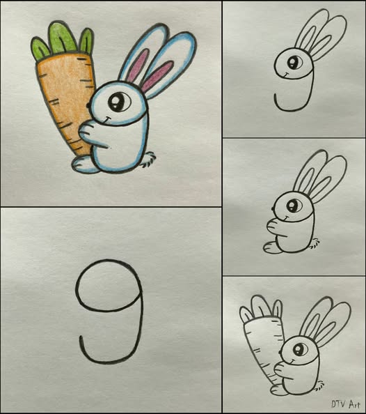 Choose Marker - Rabbit drawing step by step