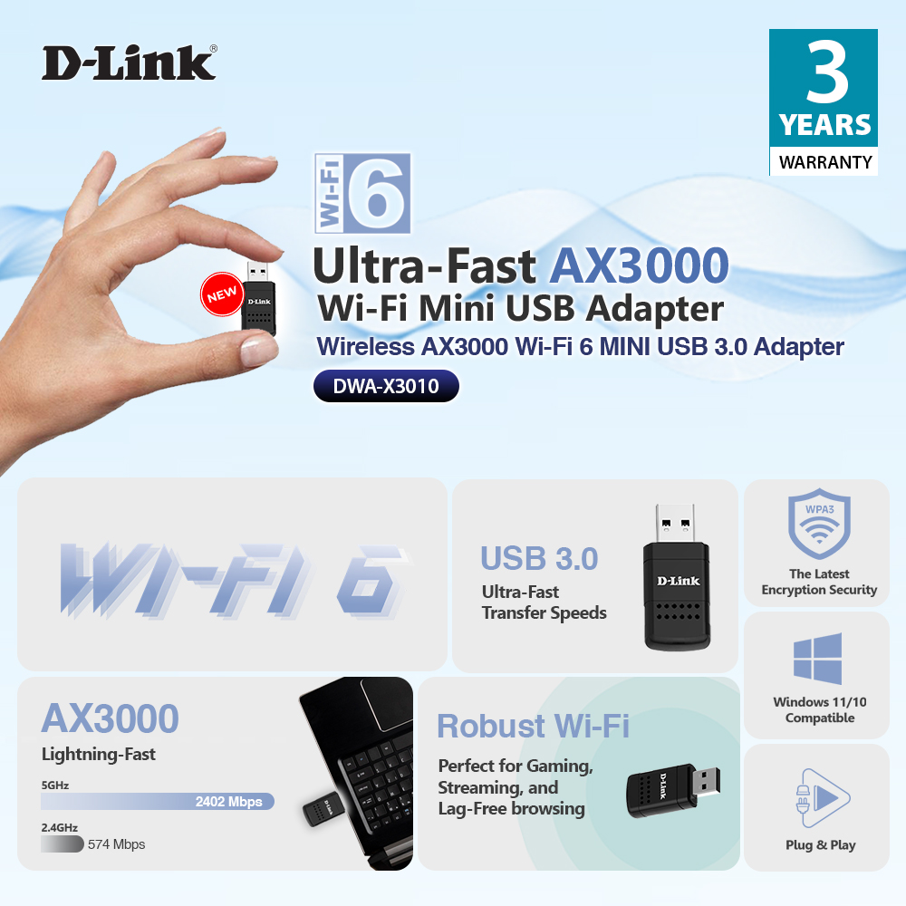 D-Link - [‼Small & Powerful‼] The NEW DWA-X3010 - Ultra-Fast AX3000 Wi ...