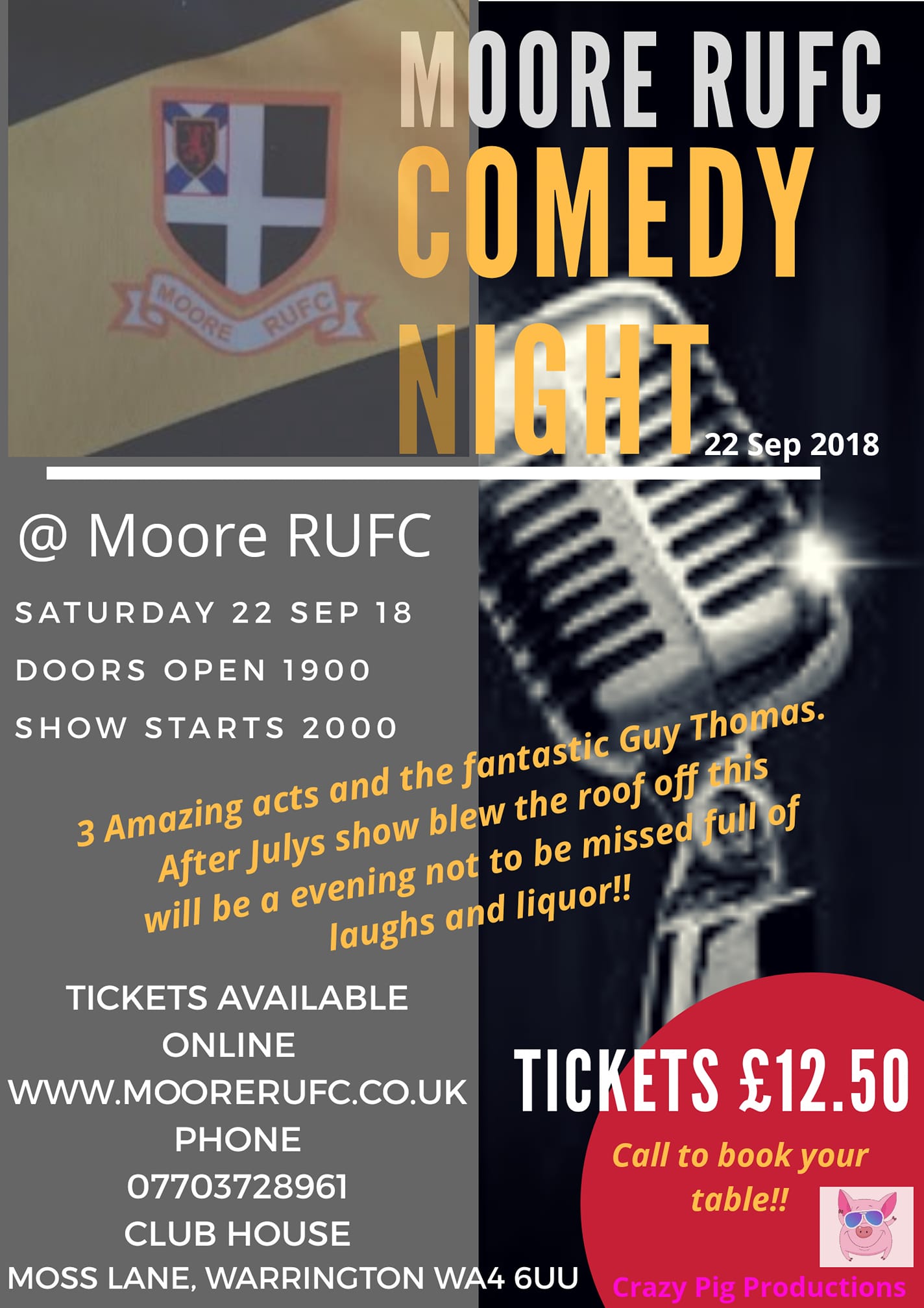 Moore comedy at Moore rufc | Warrington