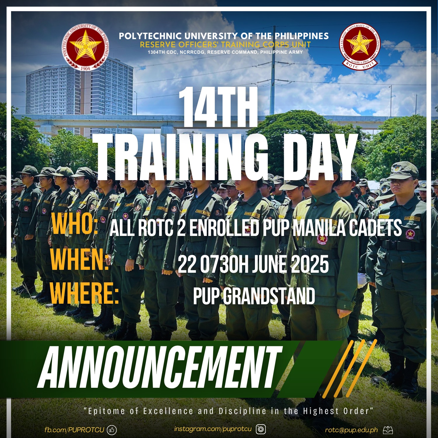 Polytechnic - ATTENTION!!! WHO: ALL ROTC 2 ENROLLED PUP MANILA CADETS ...