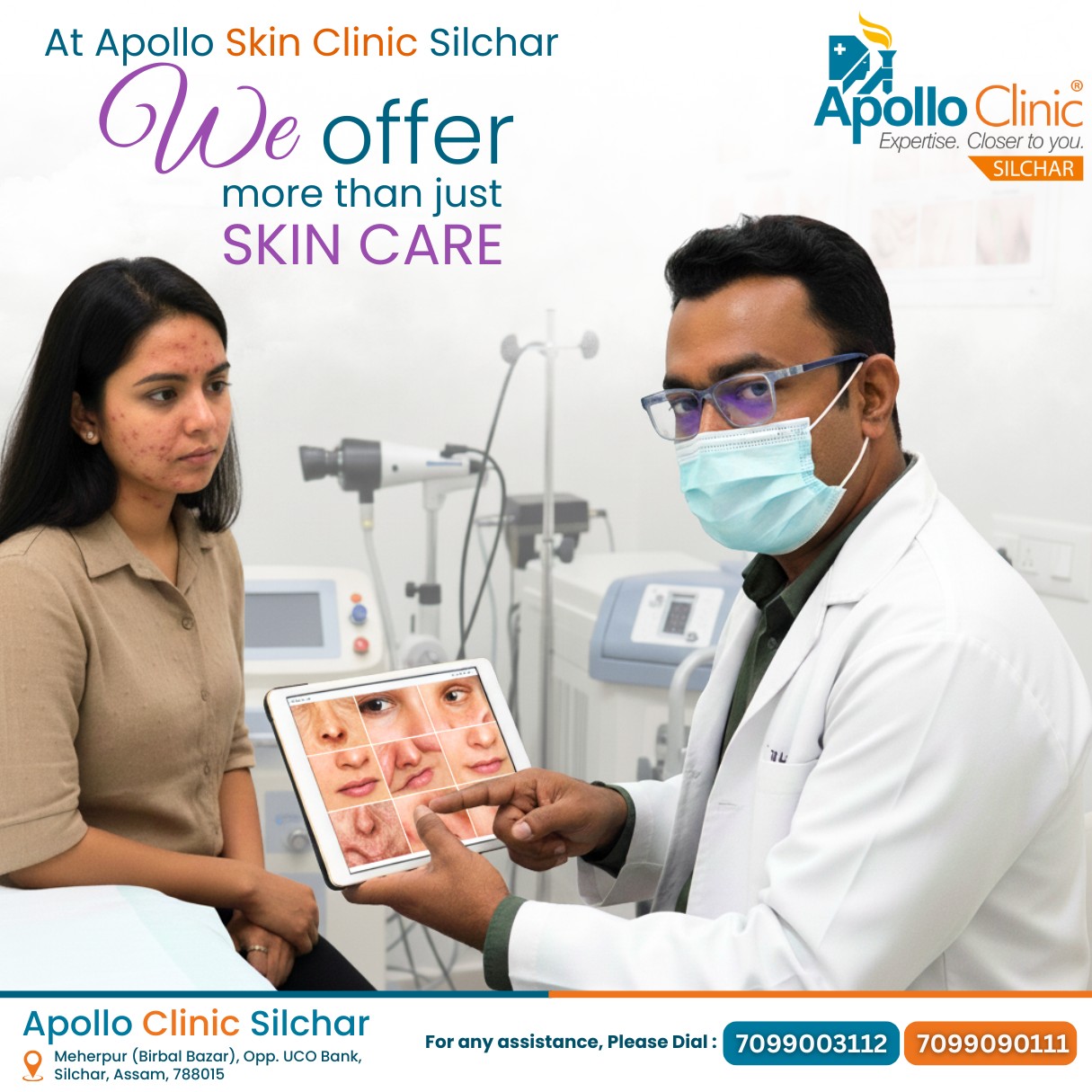 ✨ Glow. Rejuvenate. Transform. ✨ At Apollo Skin Clinic, Silchar, we bring you advanced skin solutions — 💧 Hydrafacial for instant hydration & glow 🌿 PRP Treatment for natural repair & rejuvenation