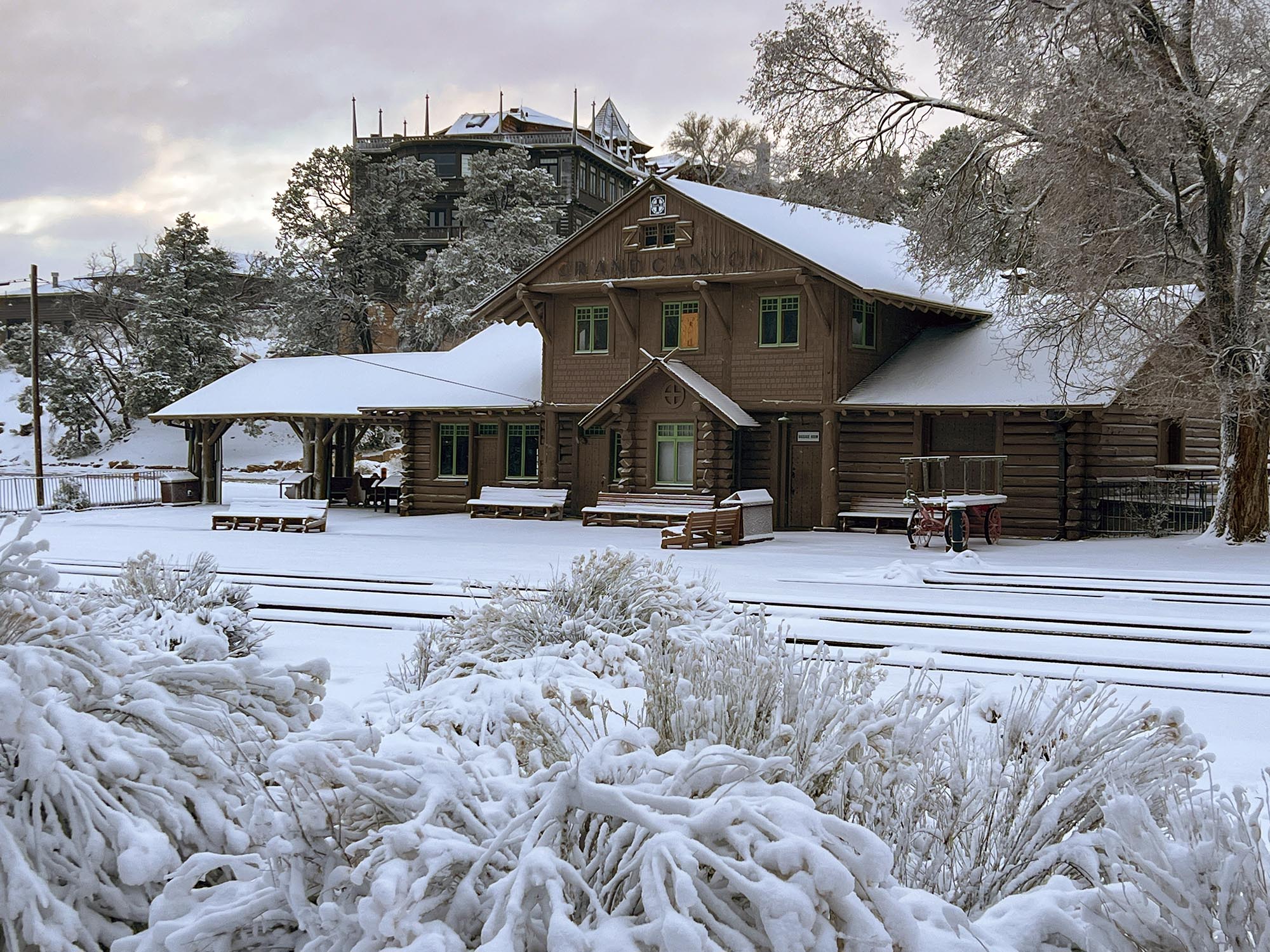 Grand - The historic railroad depot in Grand Canyon Village, with El ...