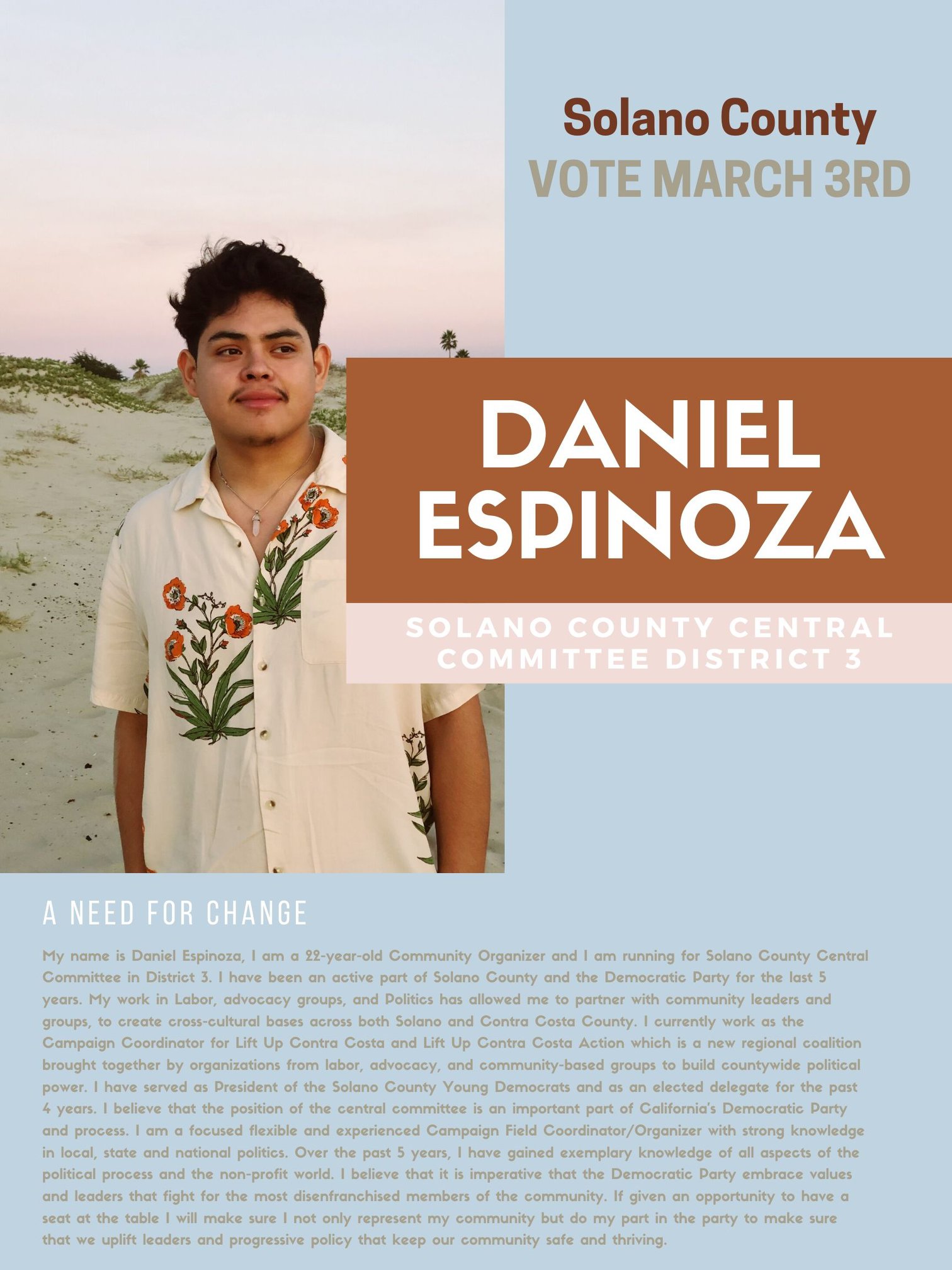 Daniel Espinoza for Solano County Central Committee District 3