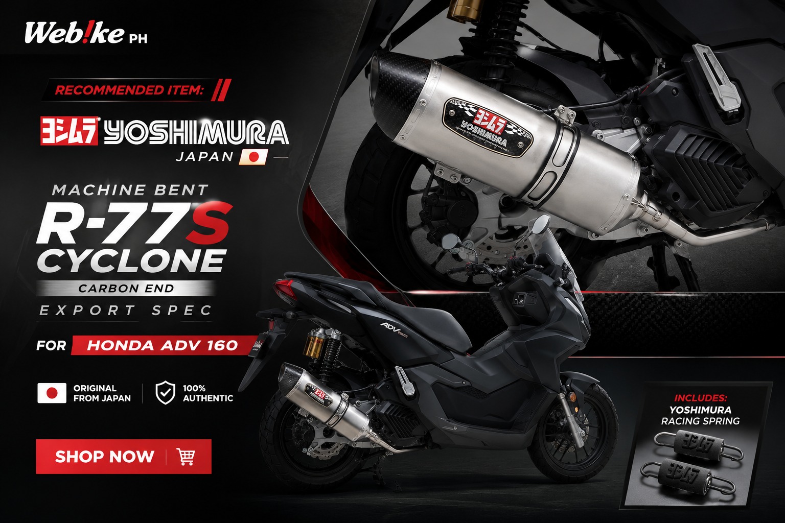 Yoshimura R-77S Cyclone exhaust for Honda ADV 160