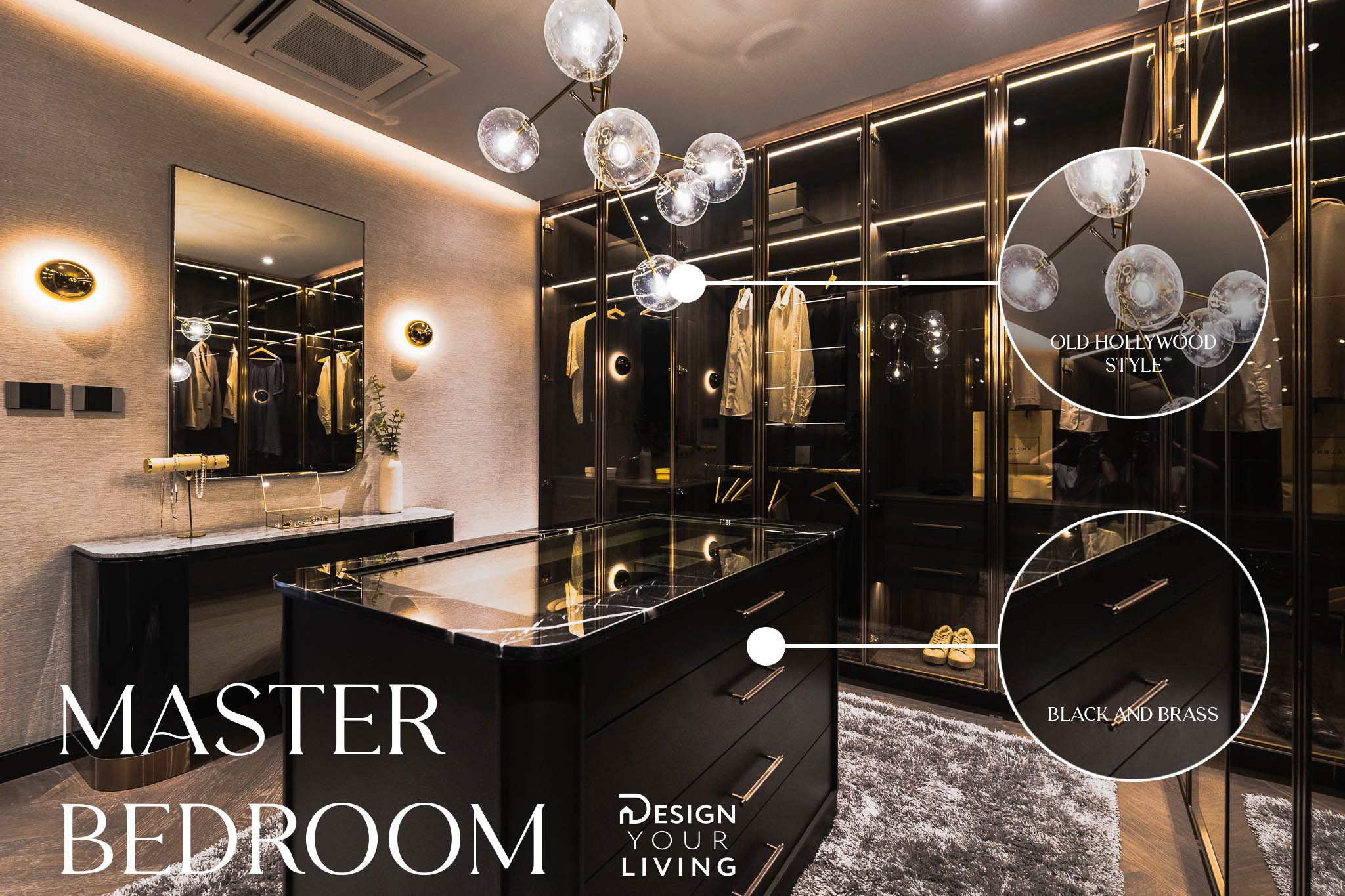 Design - ถัดจากส่วนห้องนอนเป็น Walk-in closet ที่มีความหรูหราจากการใช้ ...