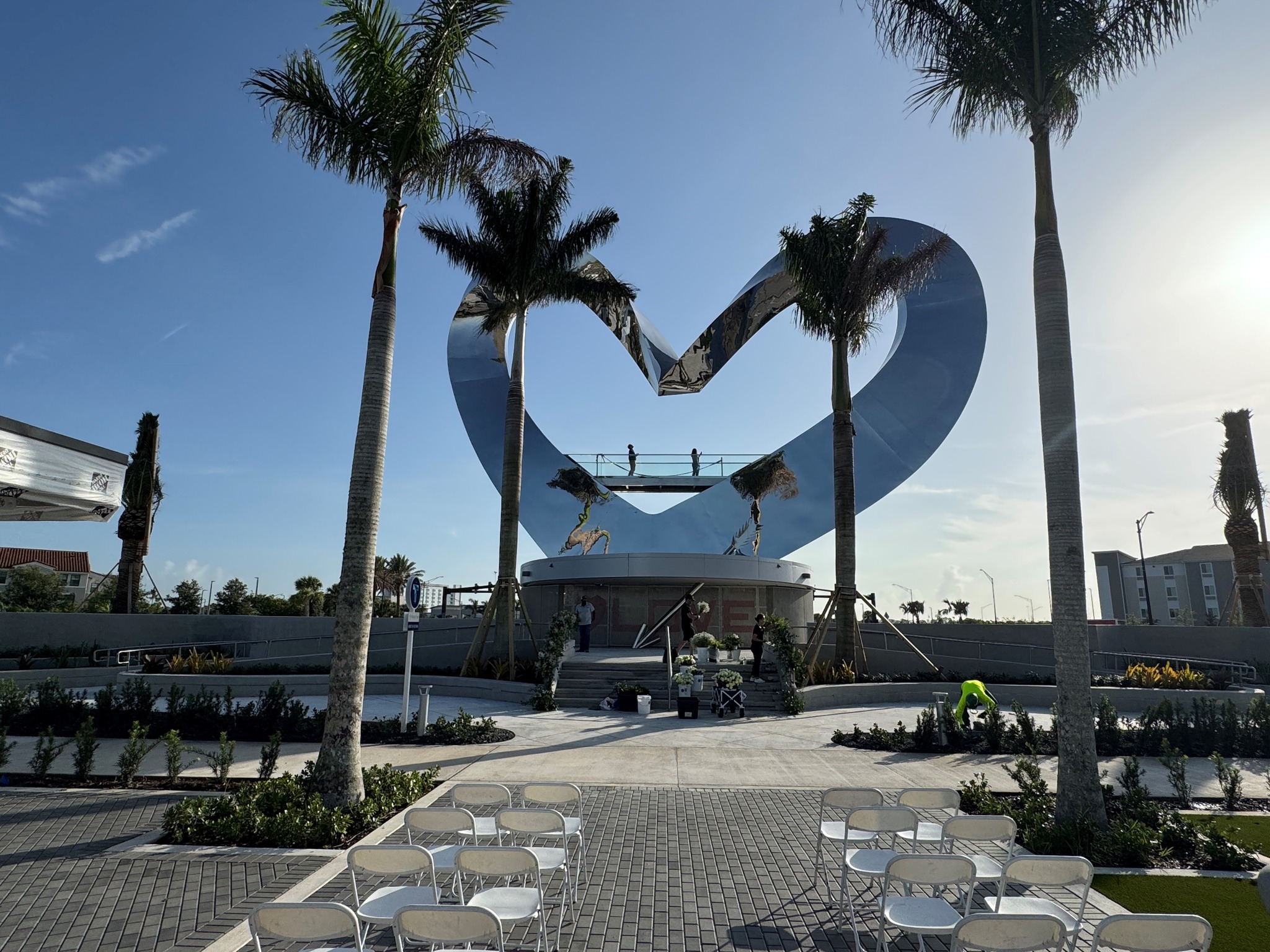 The Heart of Tradition is an impressive 73-foot metallic sculpture