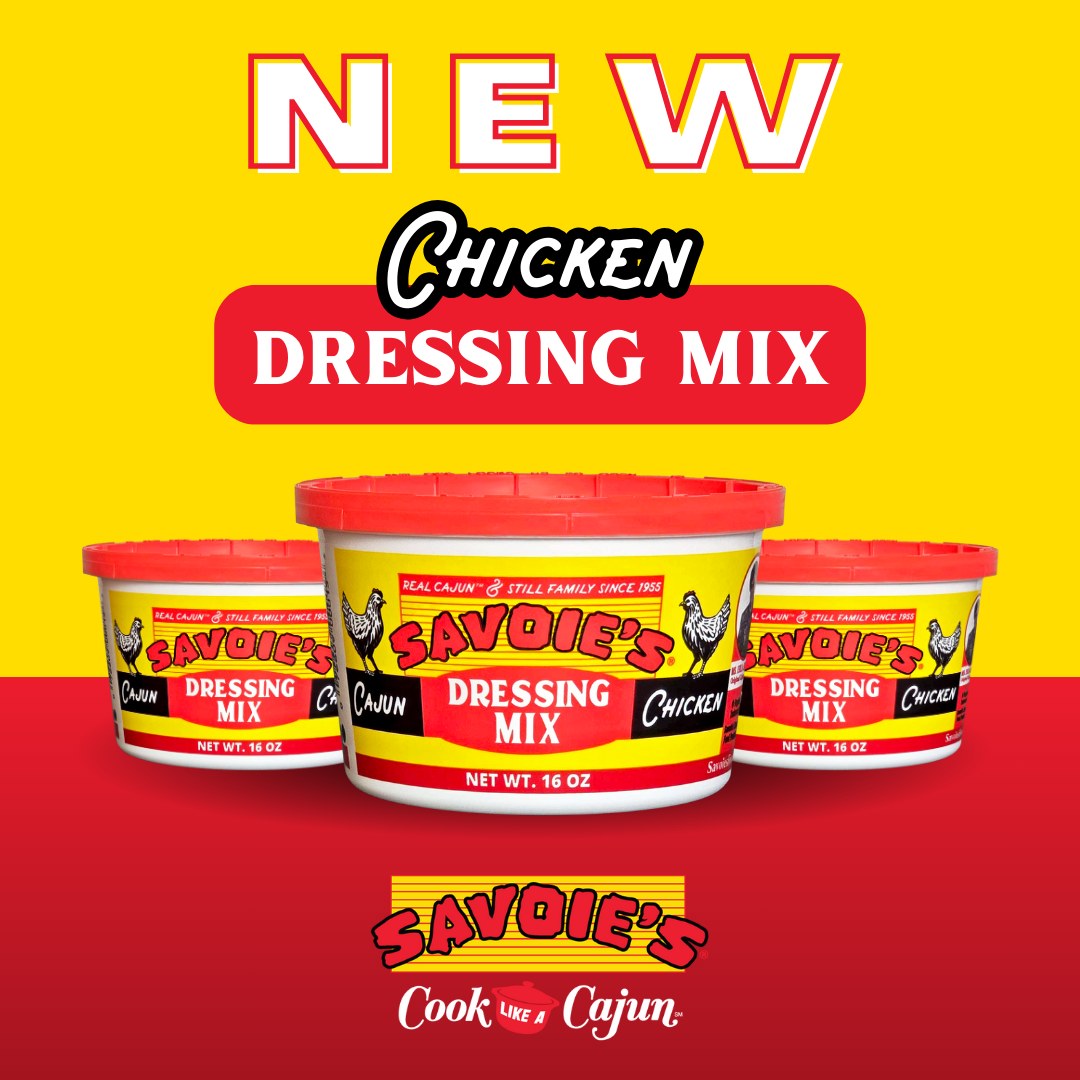 Savoie's new chicken dressing mix for Cajun cooking