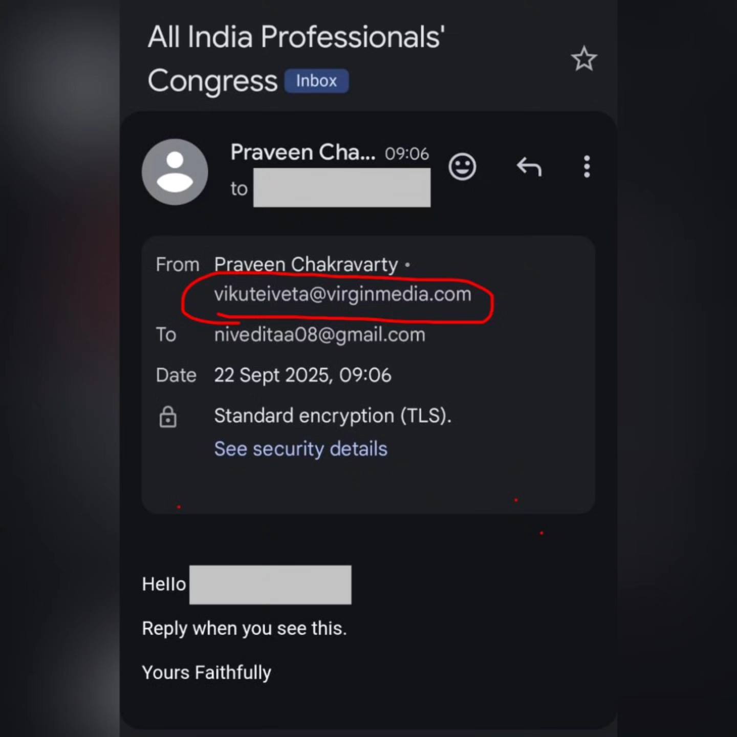 🚨 A fake email using... - All India Professionals' Congress | Facebook