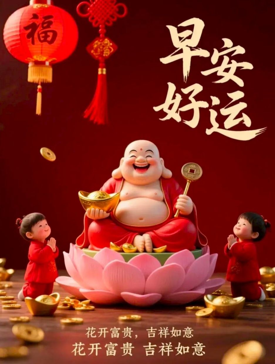 一声早安🥰，送出福禄寿喜；愿你花开富贵，吉祥如意，所求皆如愿，所行