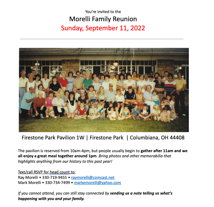Sam, Tony & John Morelli Family-Descendants & Spouses