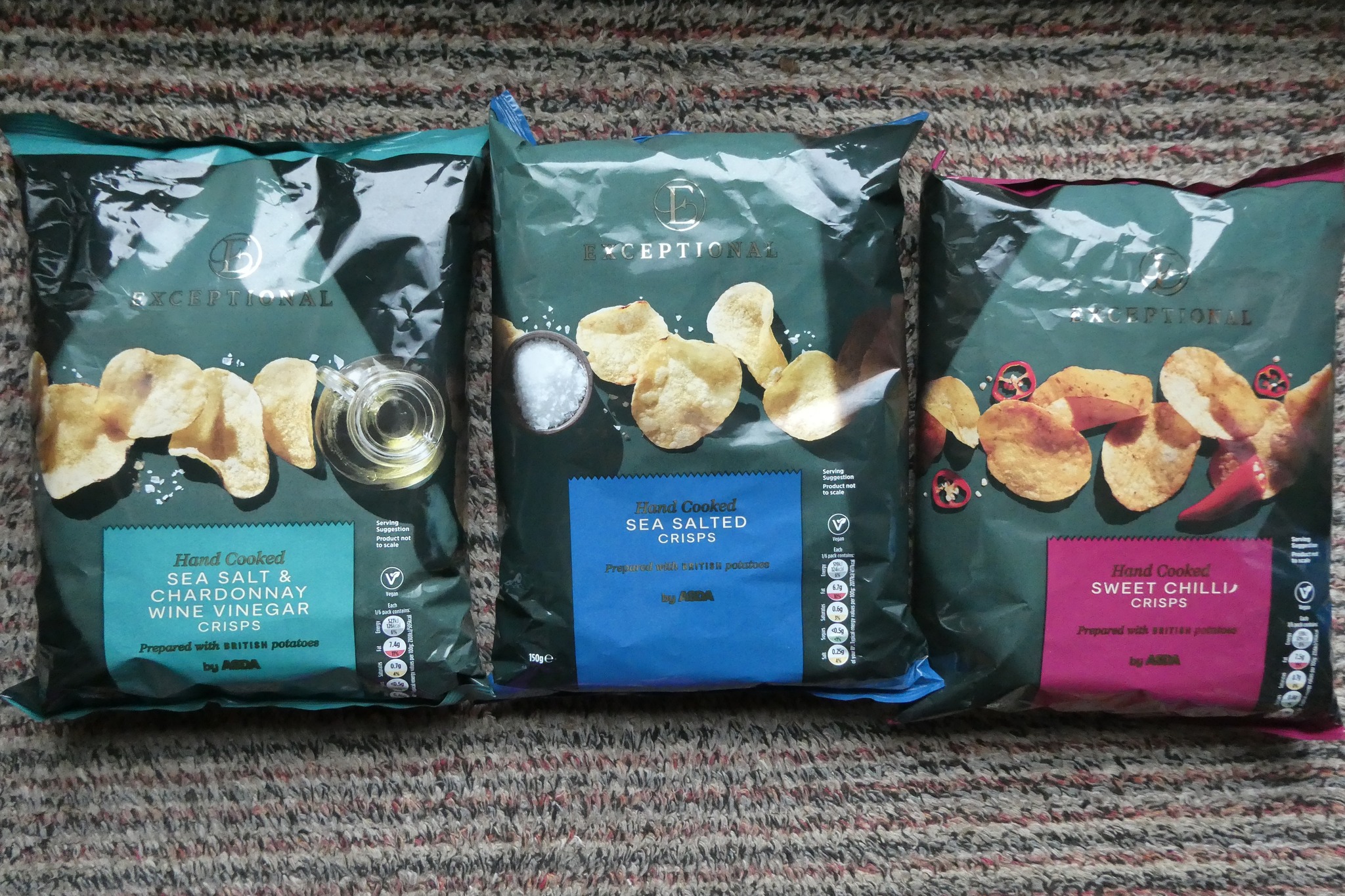 Crazy - Three flavours of crisps in Asda's new Exceptional range. 150g ...
