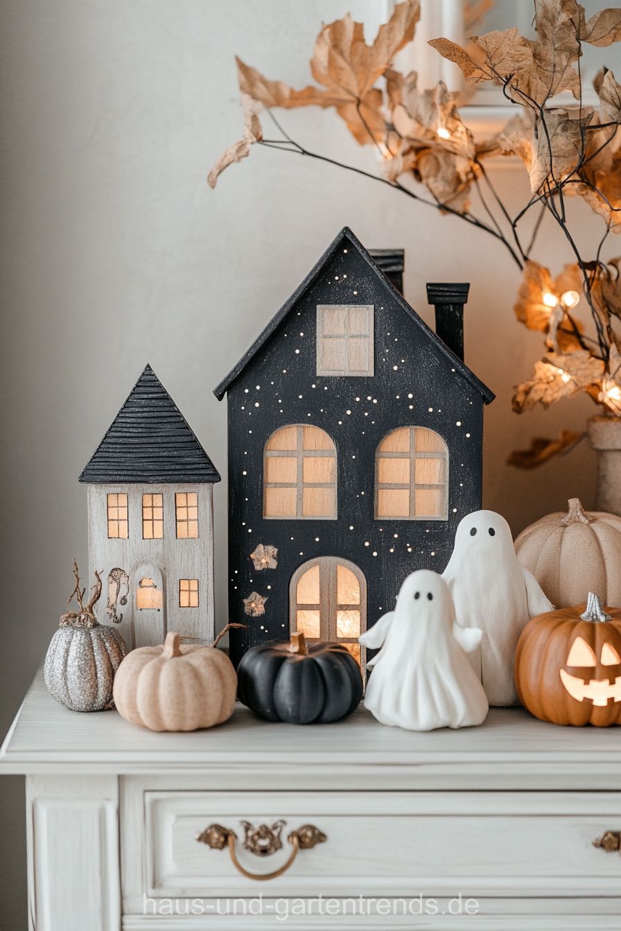 Creativity - Haunted House Display 🎃👻 DIY spooky village with painted ...