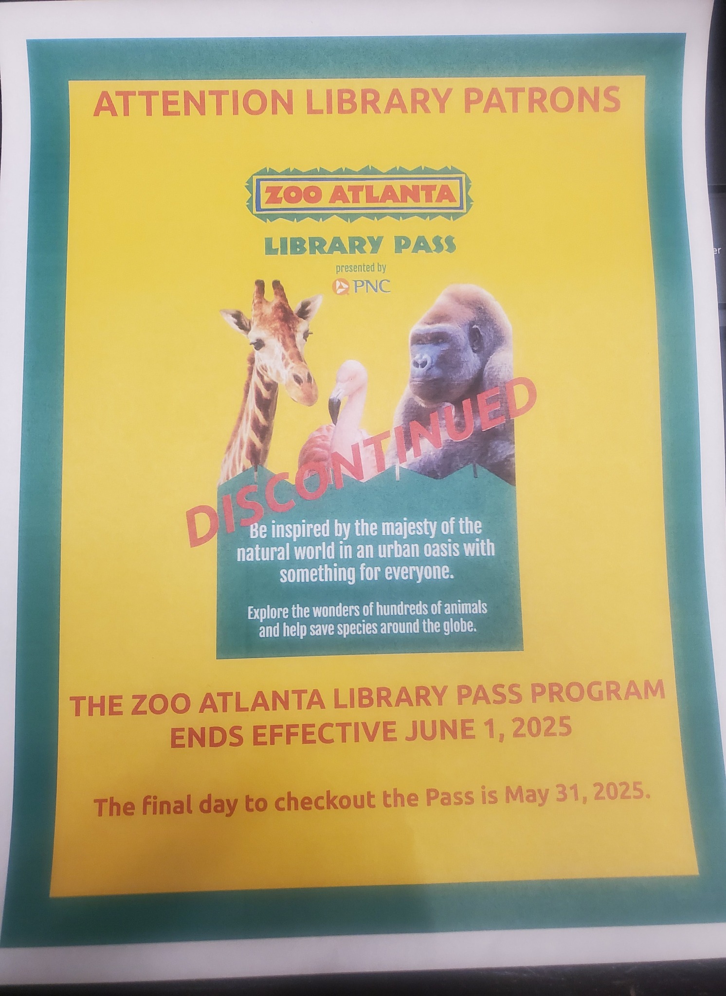 Jackson-Butts - We are sorry to share that the Zoo Atlanta Library Pass ...