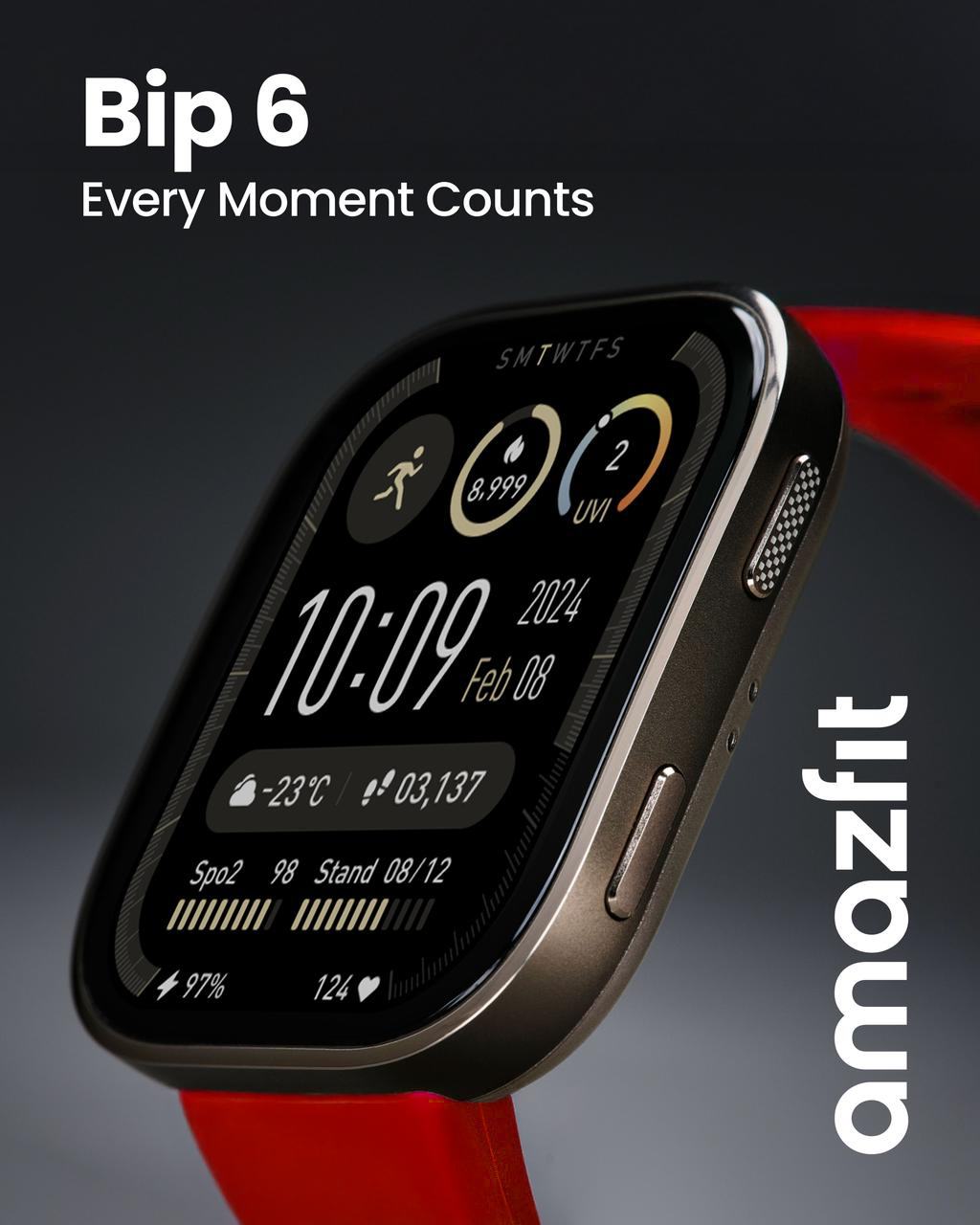 Amazfit - New‼️ Amazfit Bip 6 สาย sport band ซิลิโคนสีแดง⌚️ 📍เตรียมตัว ...