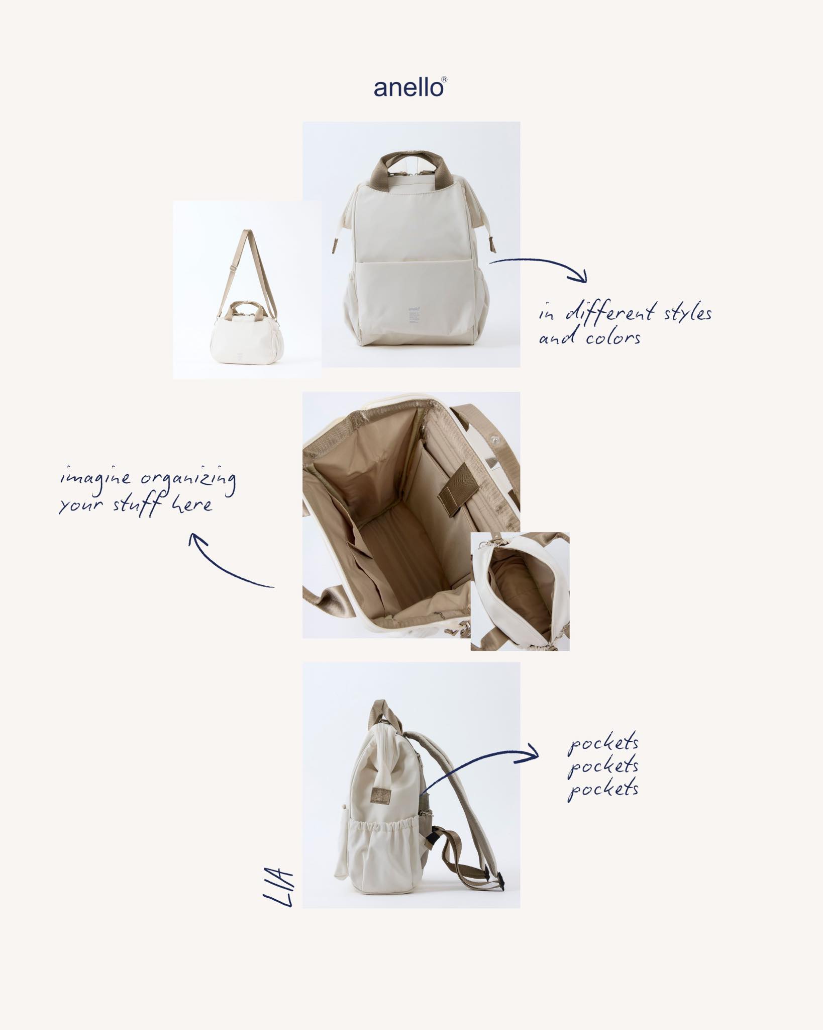 anello mini leather square shaped backpack GRANDE shoulder bag for women anello bag crossbody Signature backpack model with hinge clasp opening Buy Anello Leather Square Shaped