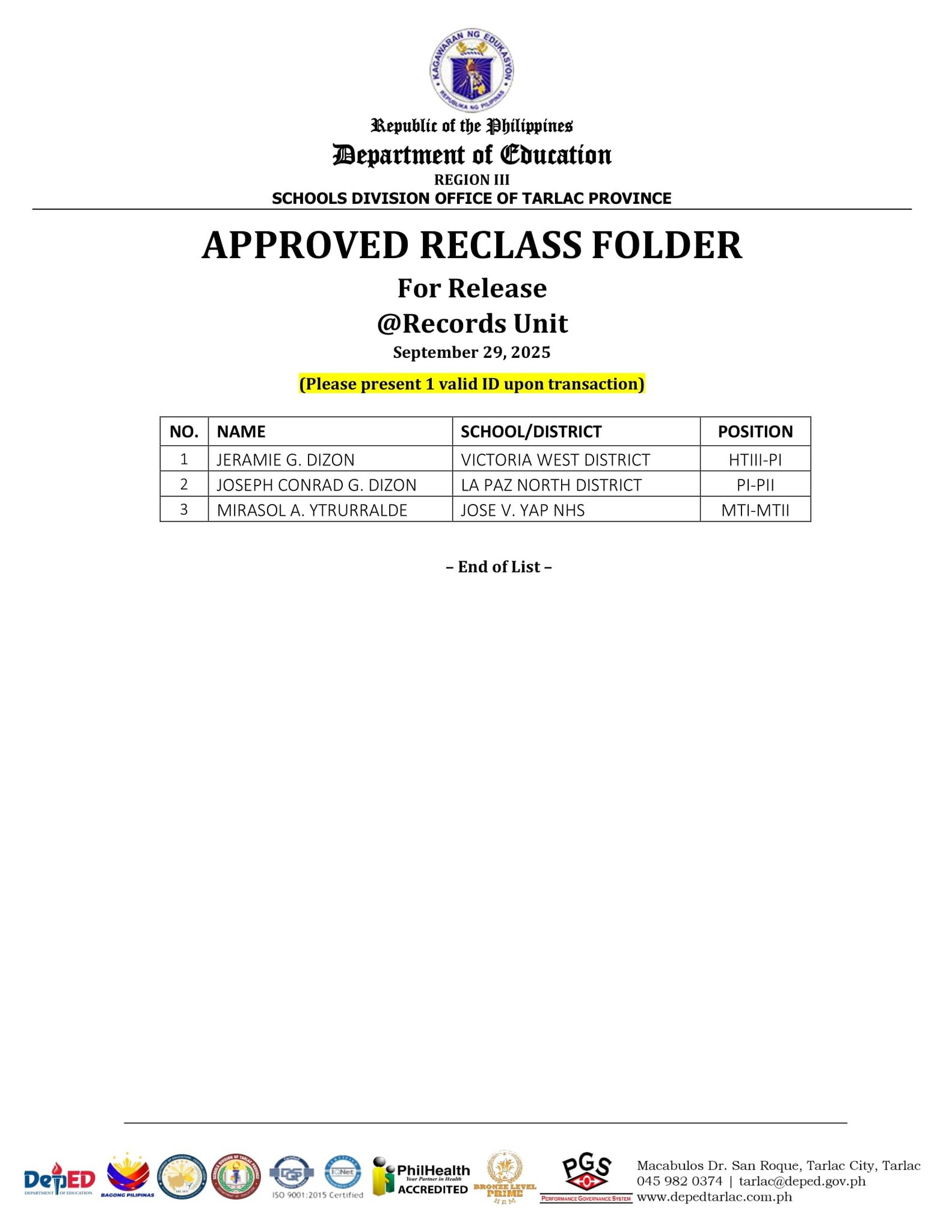 Records - FOR RELEASE Approved Folder of Reclass! ️Owner (please ...