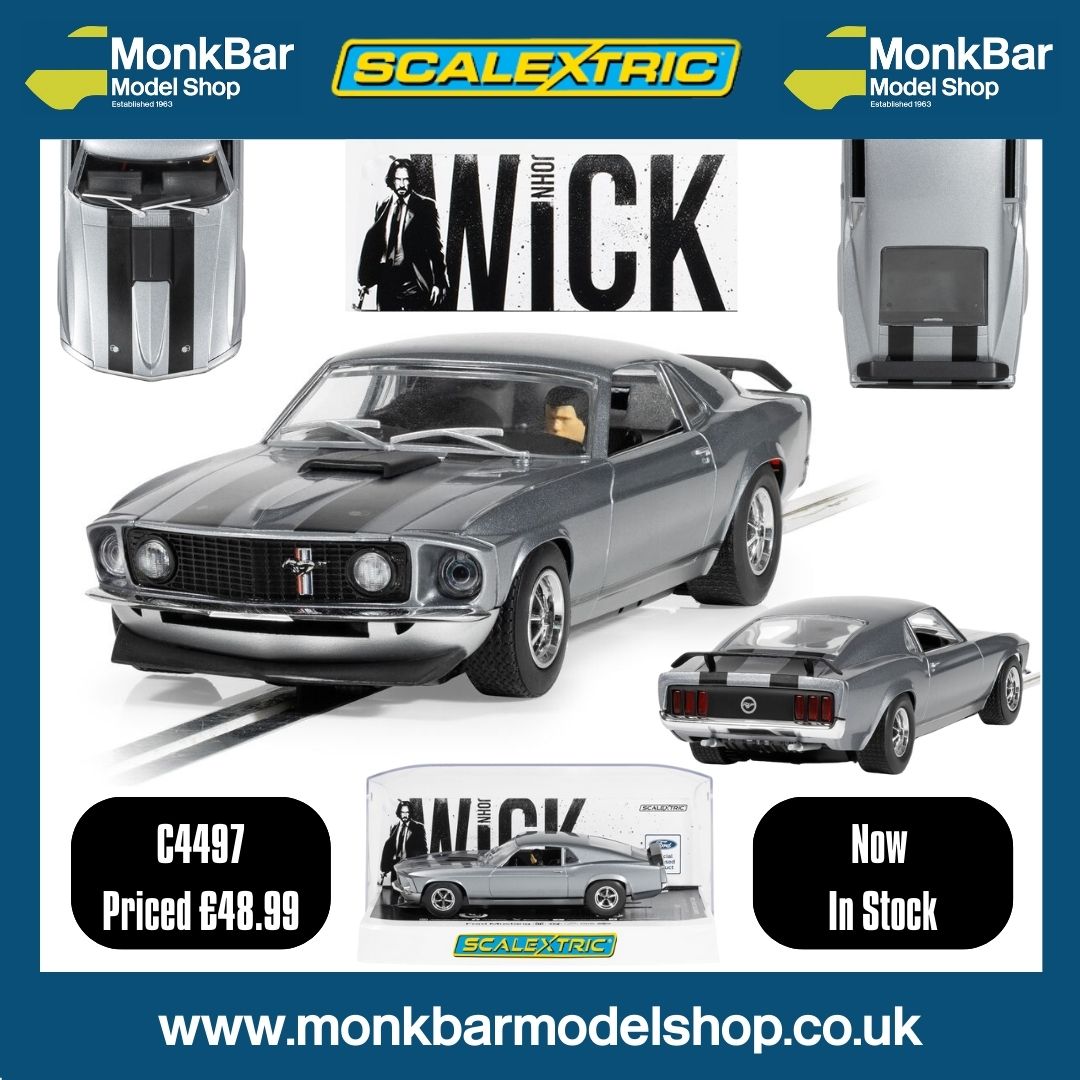 Scalextric – Ford Mustang Boss 429 John Wick – Voiture à Sous Pour Circuit, Cadeau Enfant Garçon, Muscle Car Culte