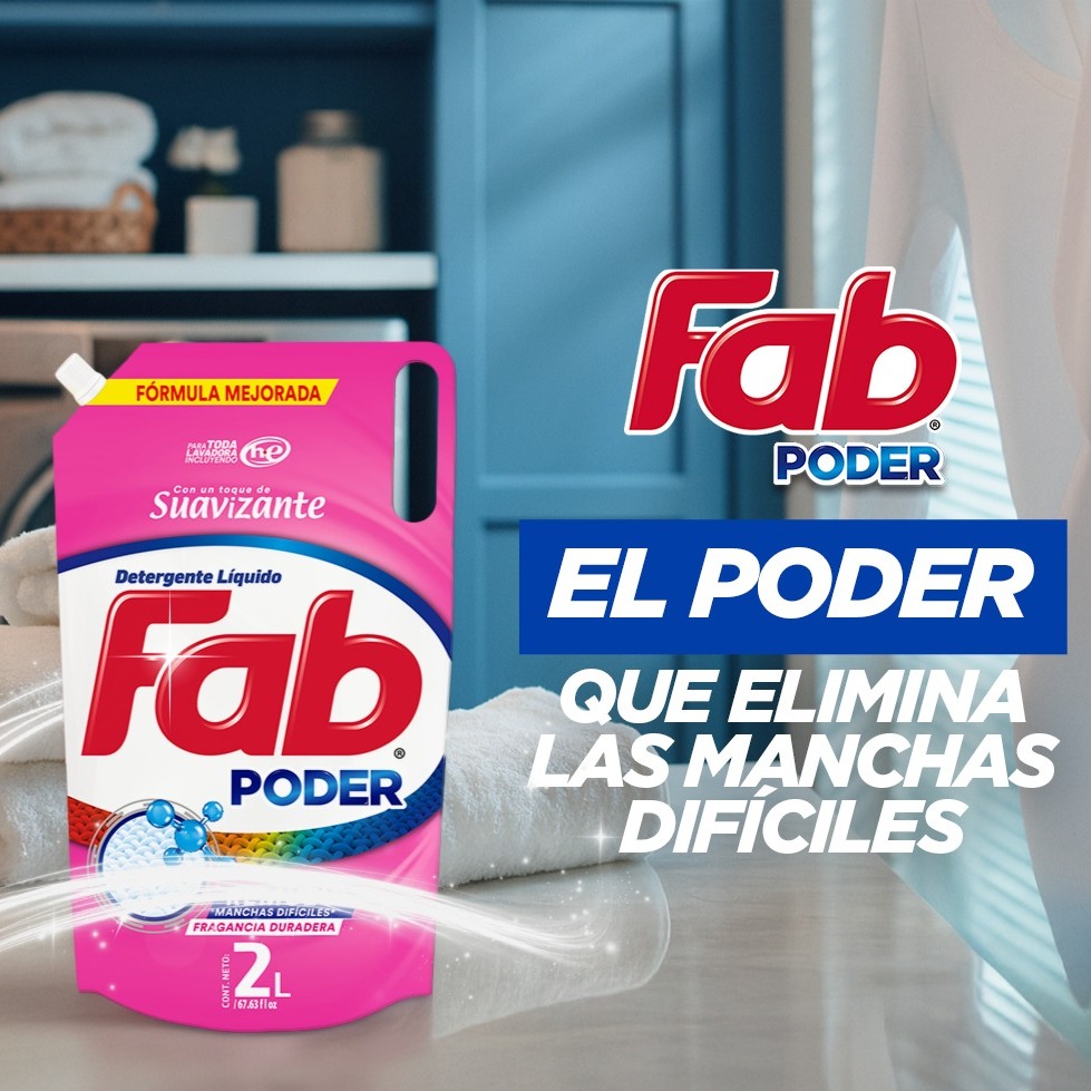 Fab - El poder que elimina manchas difíciles. Con Fab Toque de ...