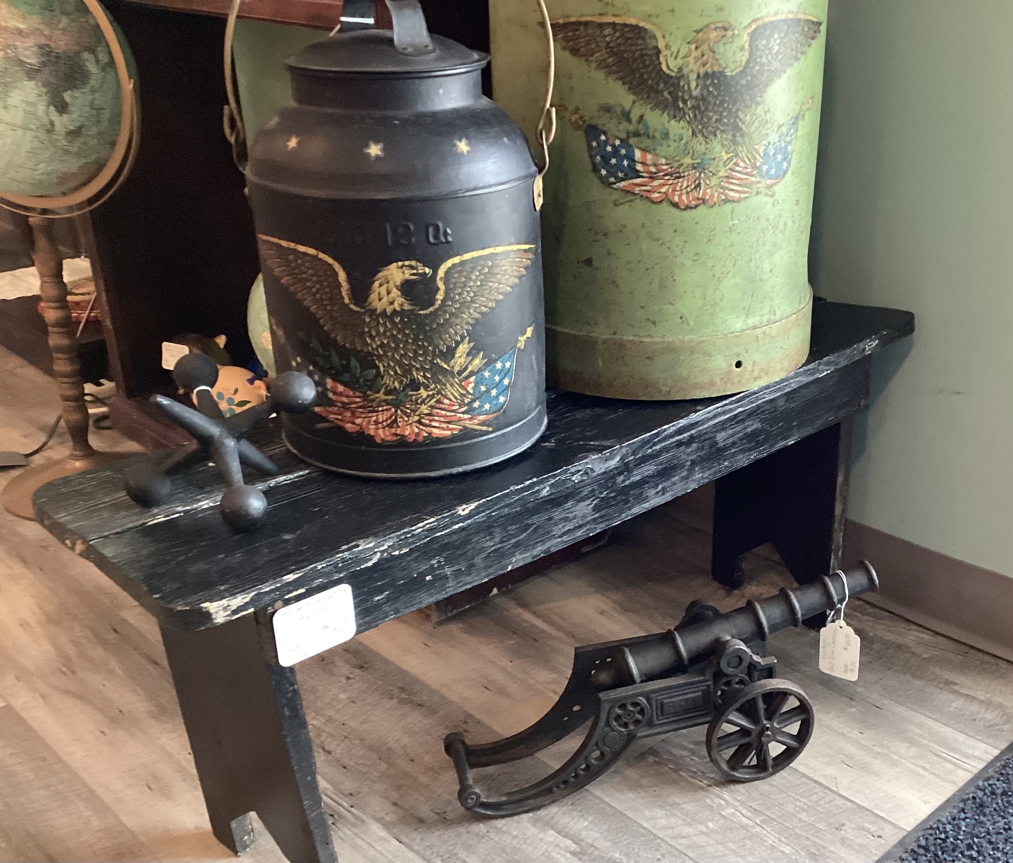 The Raven's - American Eagle decals on mid century milk cans. Cast iron ...