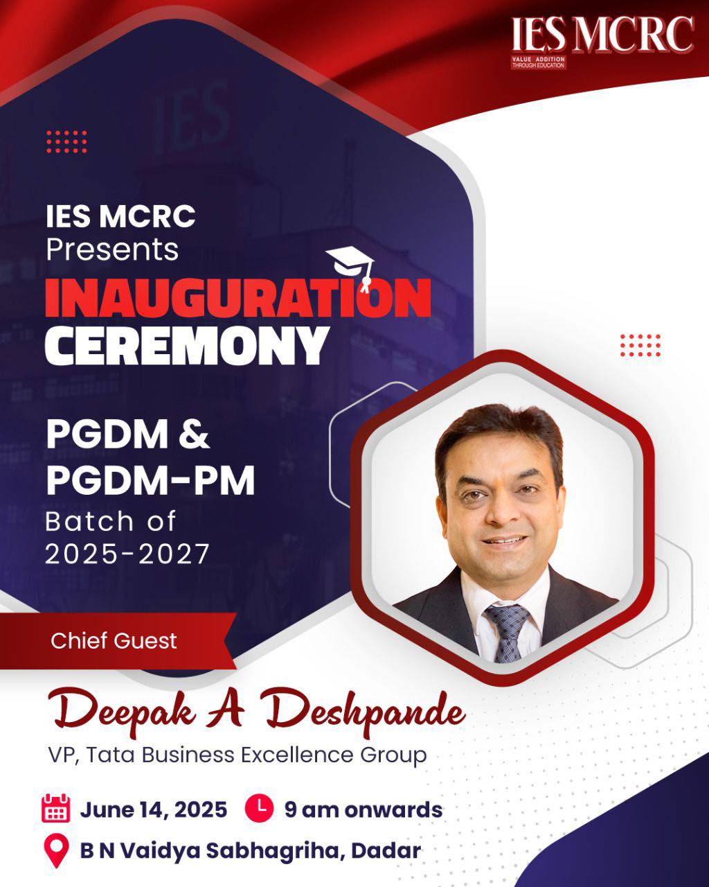 IES's - We are delighted to announce the Inauguration Ceremony for the ...