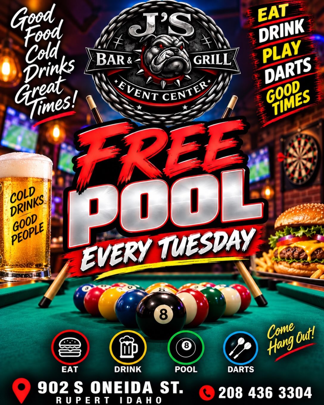 ジャンク品　パチンコ台　POOL du BAR J's Bar & Grill and Event Center