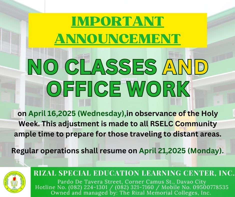 📌IMPORTANT... - Rizal Special Education Learning Center, Inc. | Facebook
