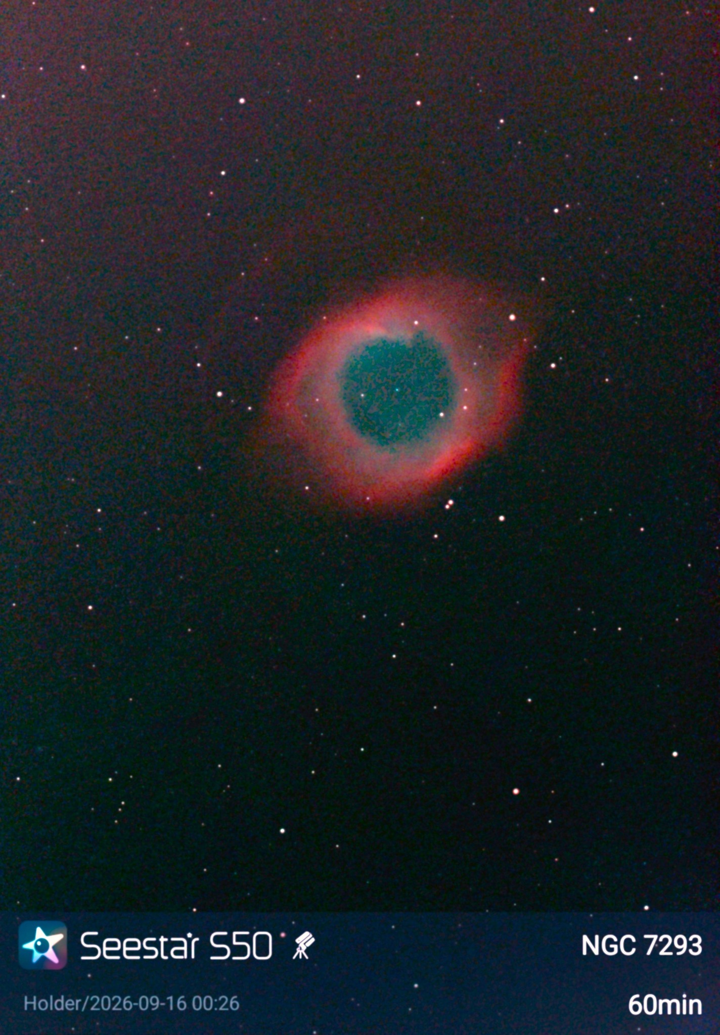 昨夜撮影できたNGC7293(らせん星雲、神の眼星雲） 南天の低空は常に雲