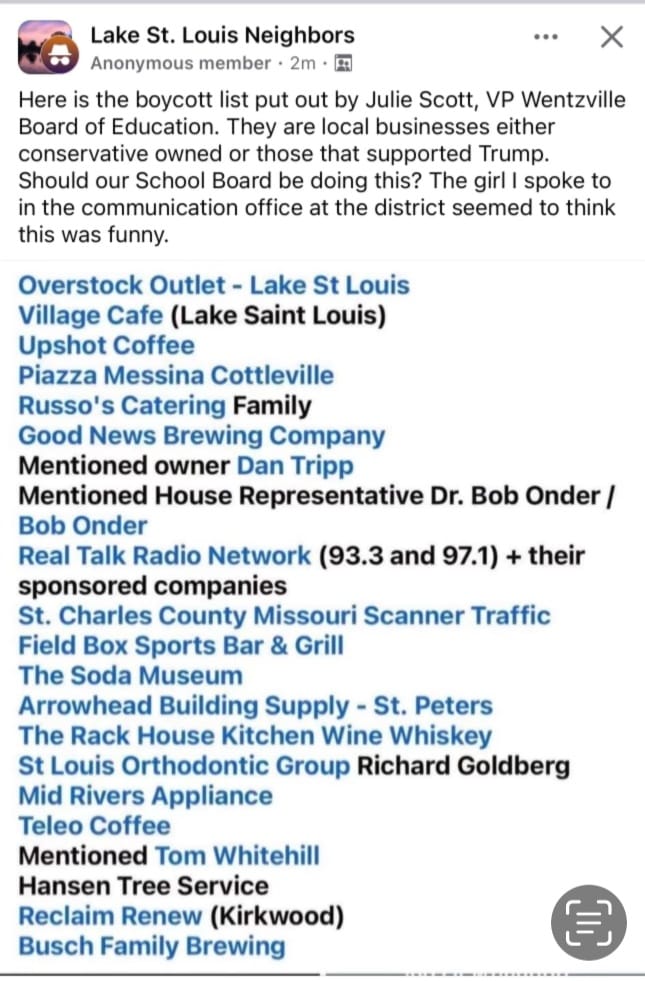 Peggy - Here are the businesses that the VP Of The Wentzville, MO Board ...