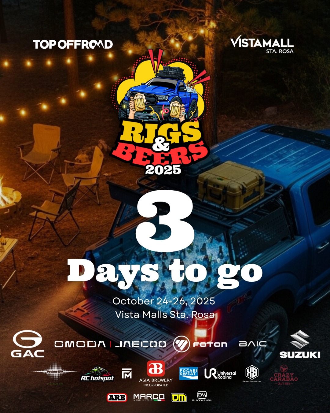 3 DAYS TO GO!🔥 2025 Rigs and Beers... - Vista Mall Sta. Rosa | Facebook