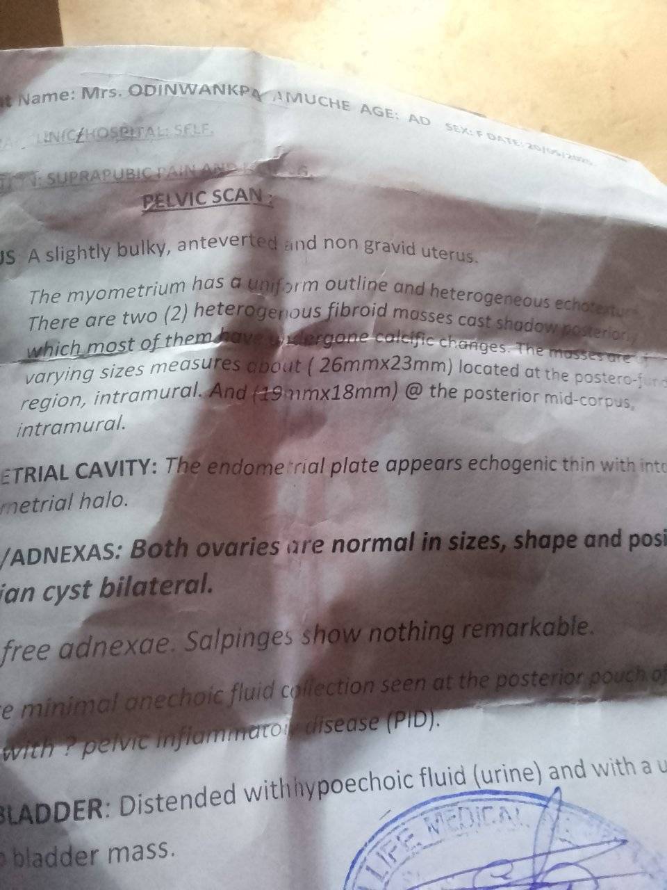 Pls can someone conceive with this scan results 