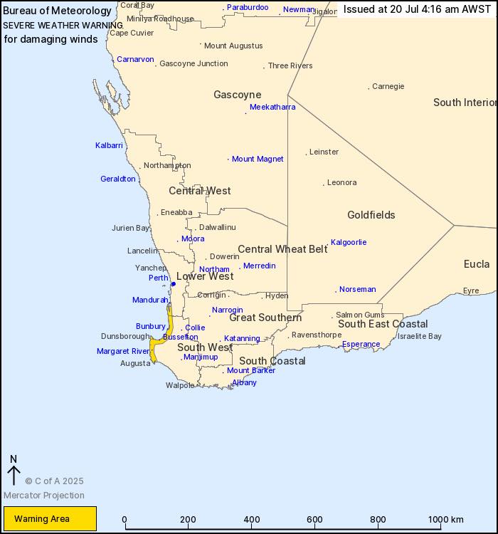 Perth - ⚠️ SEVERE WEATHER WARNING ⚠️ Severe Weather Warning for ...