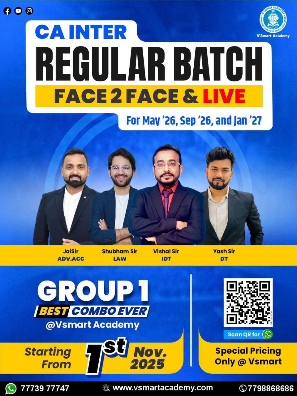 Vsmart - 🎯 CA Inter Regular Batch – Group 1 💥 Best Combo Ever | Face to ...