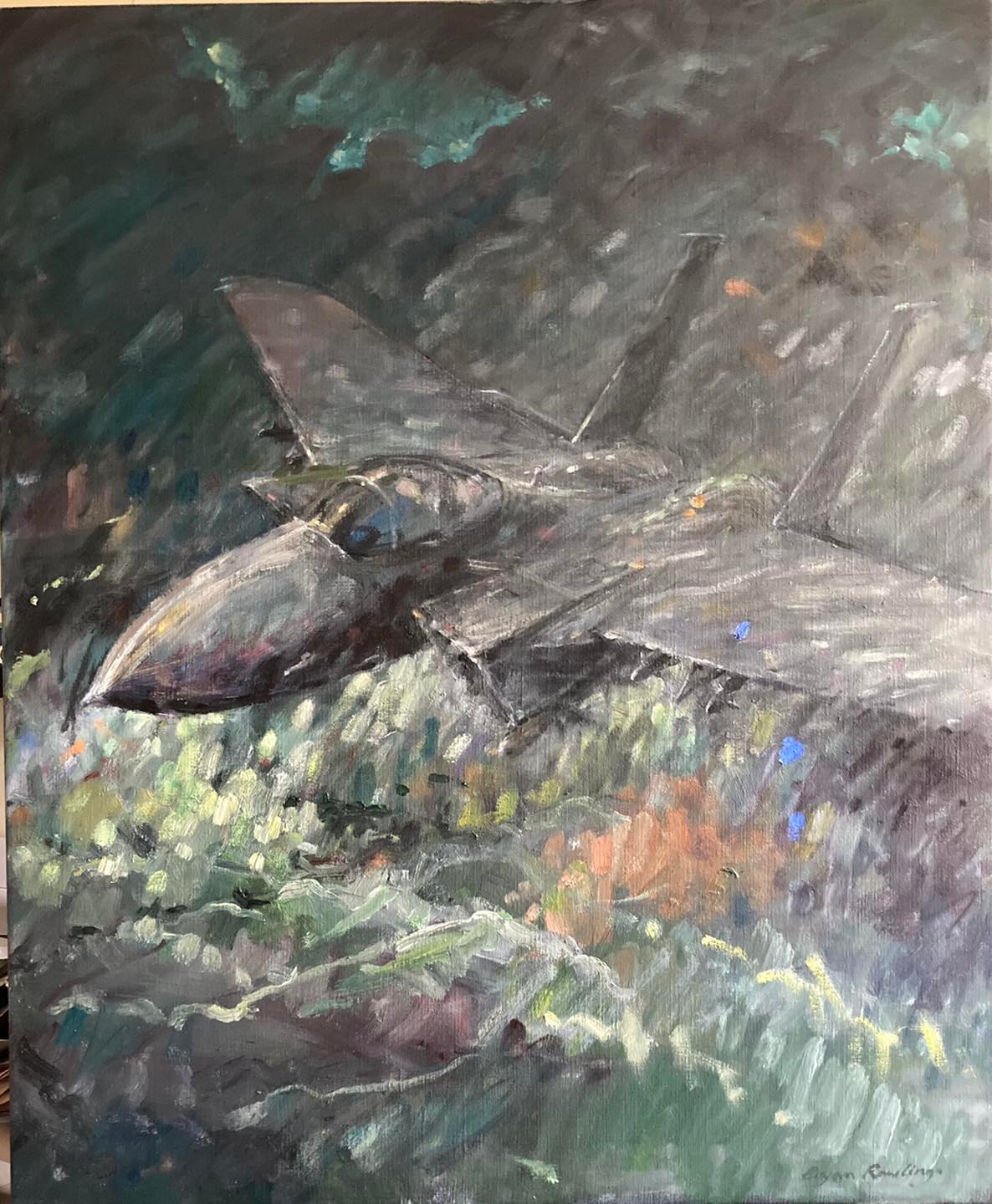 F15 strike eagle painting in oils