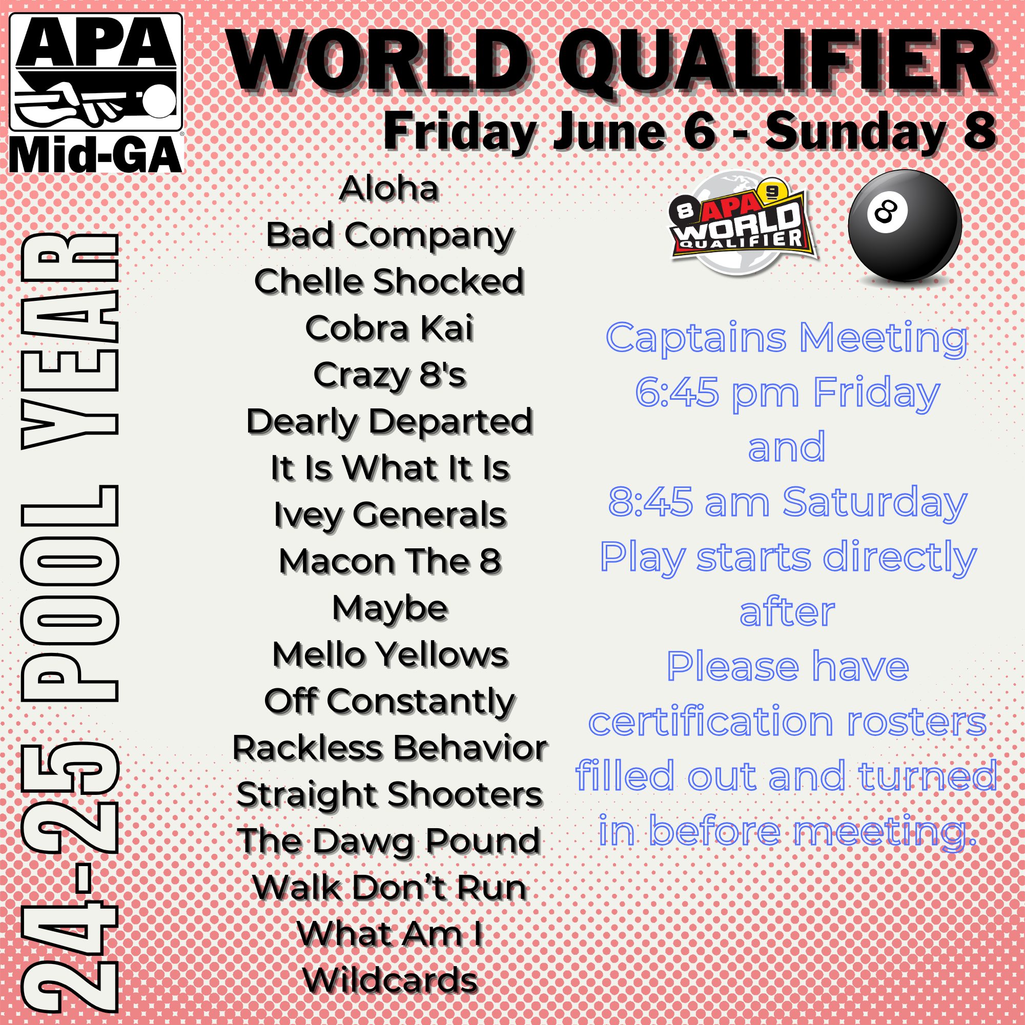 MID GA APA - List of teams for the 2025 World Qualifier.... | Facebook