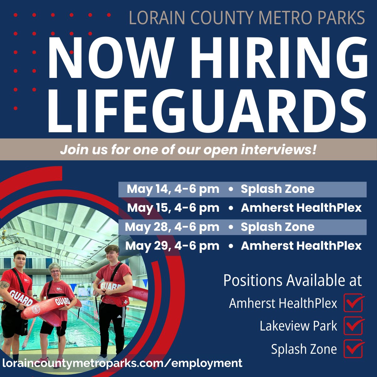 🌊 LCMP is hiring lifeguards! 🛟... - Lorain County Metro Parks | Facebook
