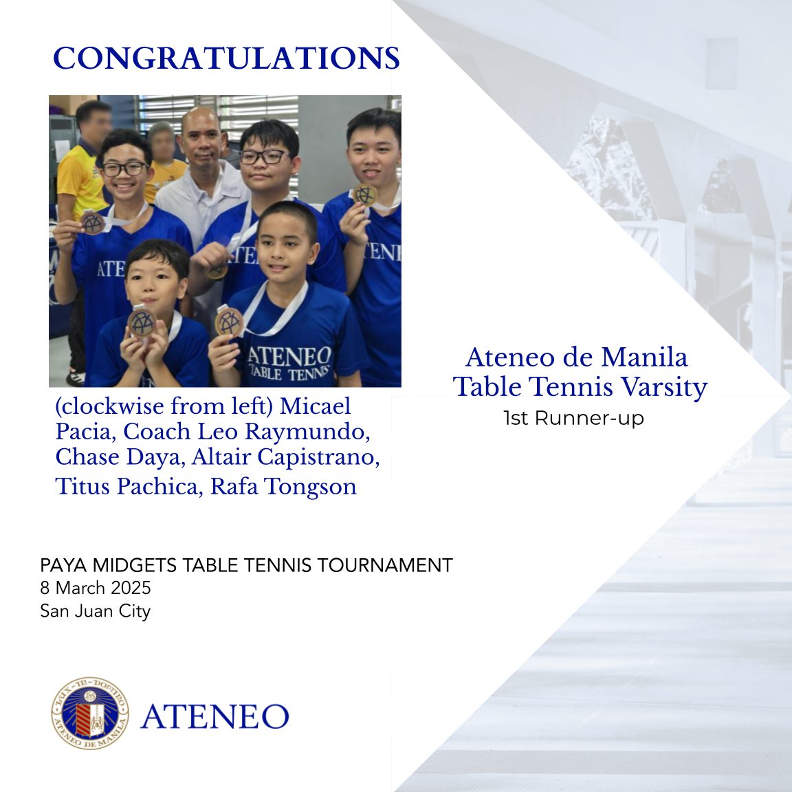 Ateneo - Composed of players from AGS and AJHS, our table tennis ...