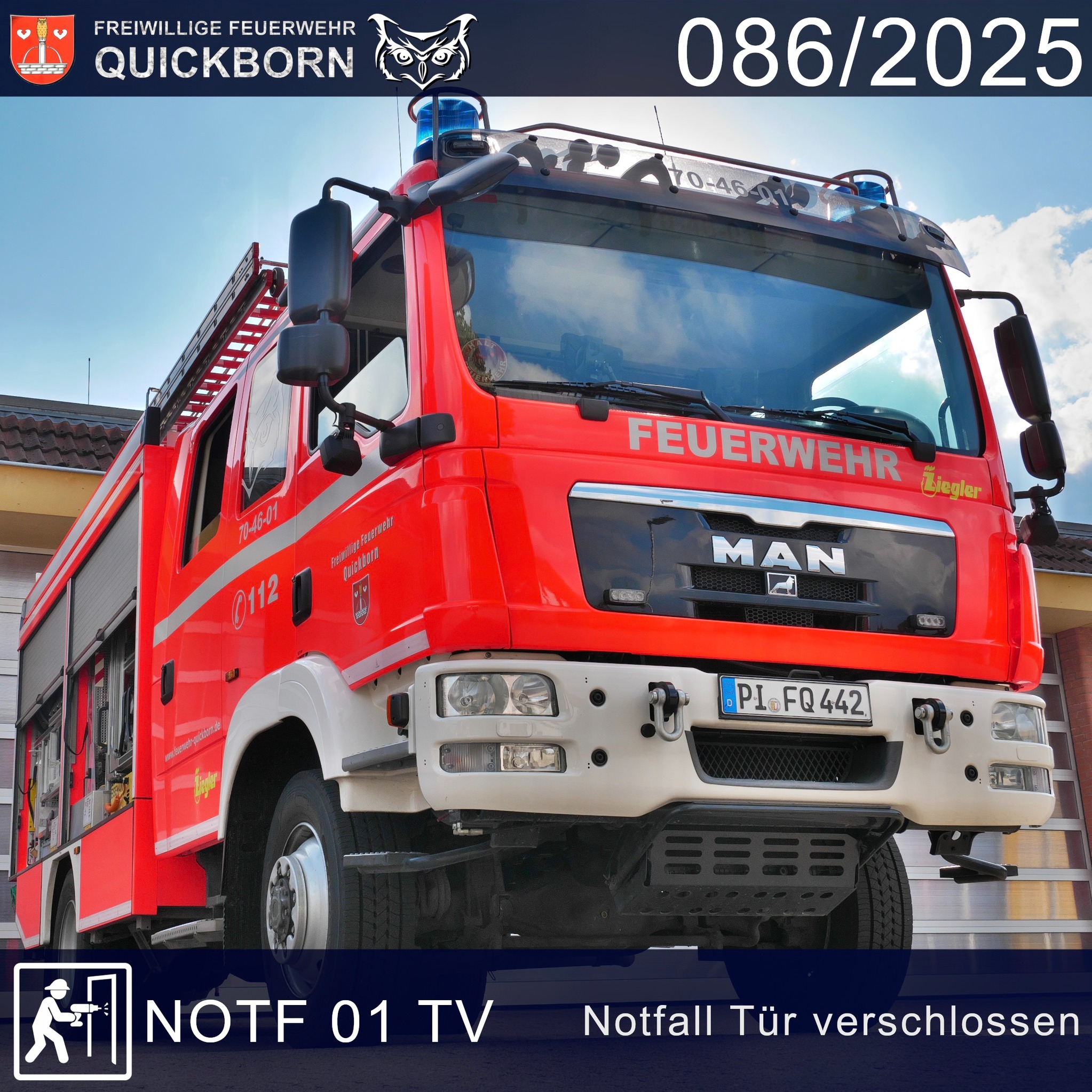 Feuerwehr - Notfall – Tür verschlossen 📄 Einsatznummer: 086/2025 ⏰ 18. ...