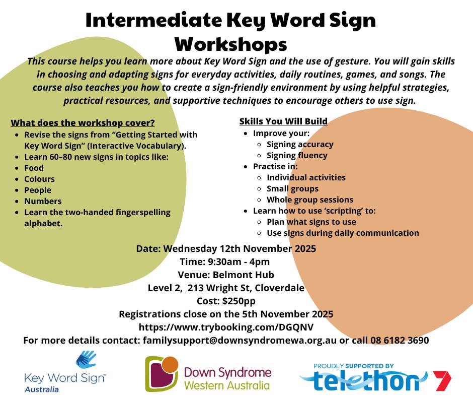 Key Word Sign – Intermediate Course... - Down Syndrome WA | Facebook